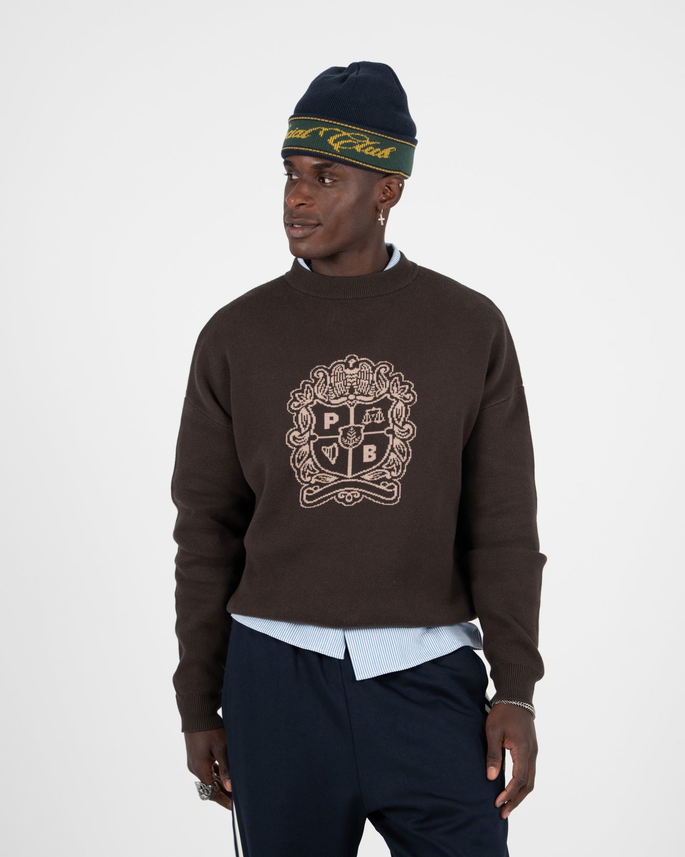 Emblem Knit Sweater | Brown