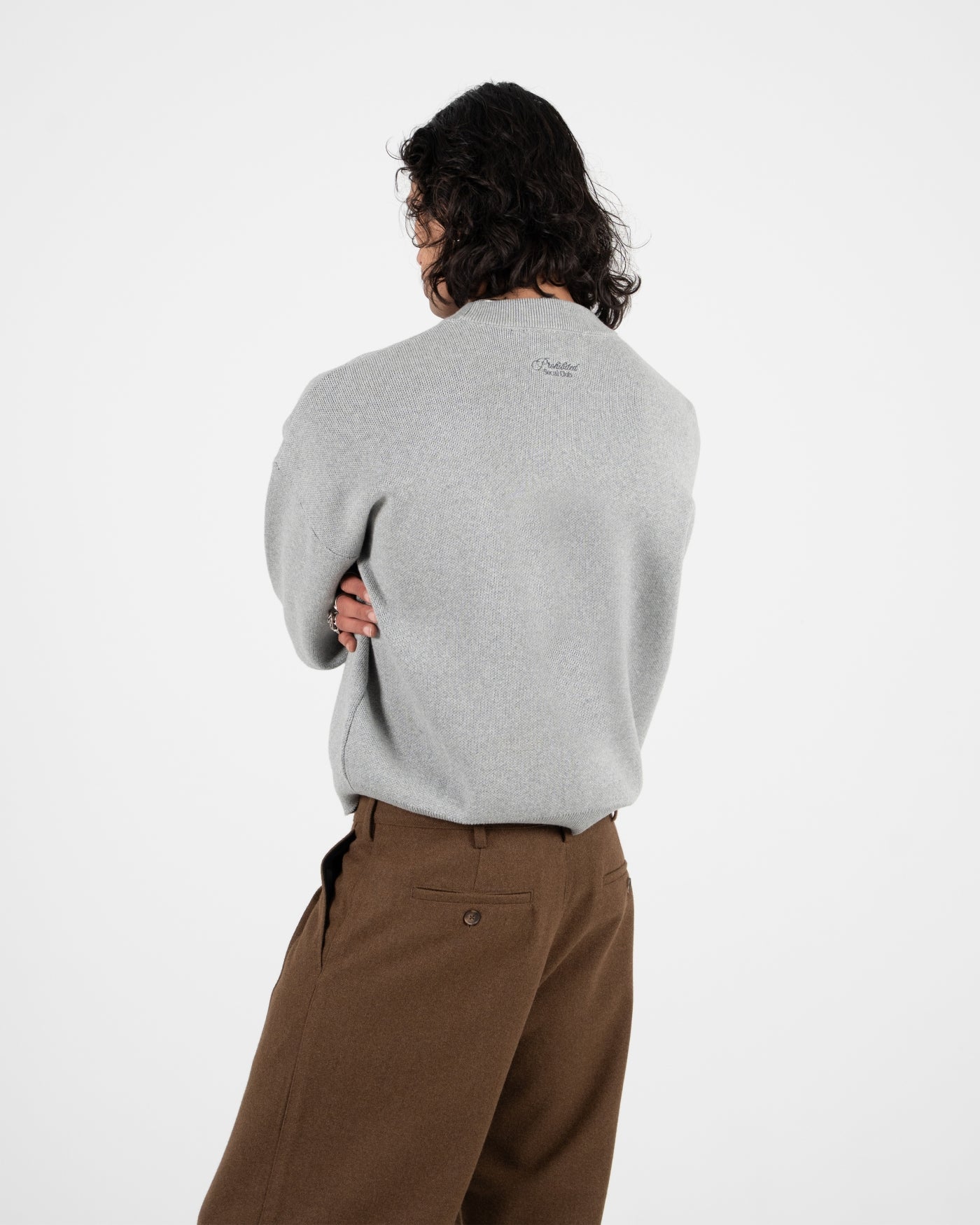 Emblem Knit Sweater | Grey
