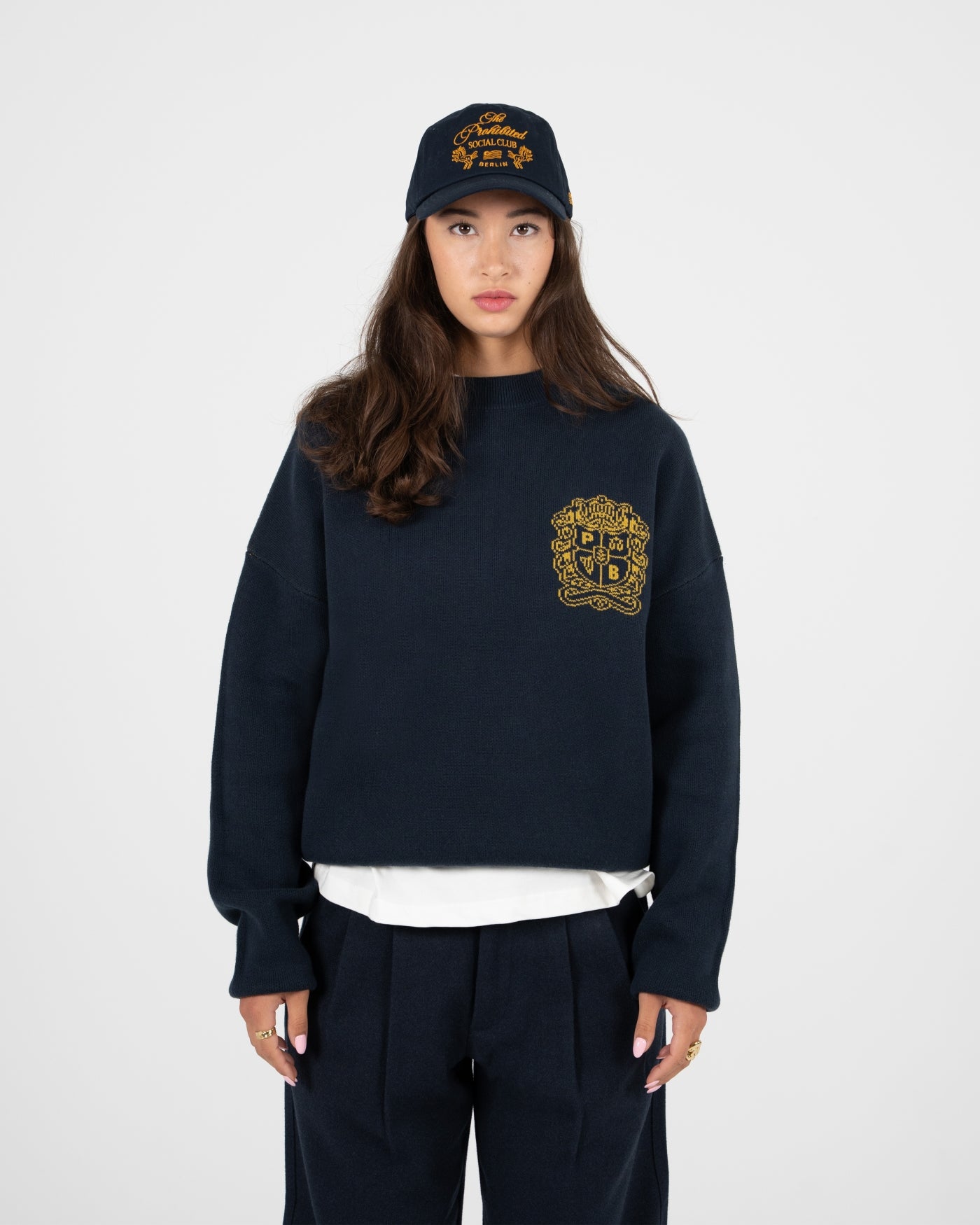 Emblem Knit Sweater | Navy