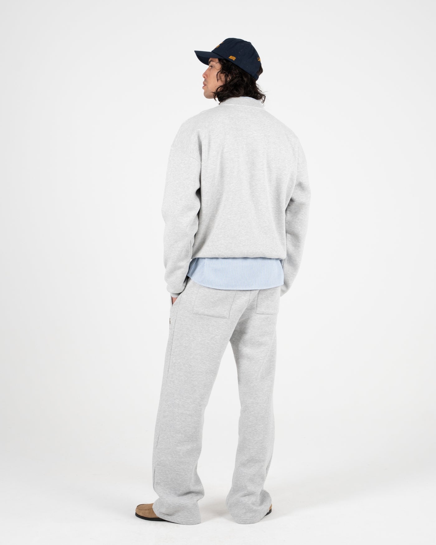 Emblem Patch Crew Neck | Grey Melange