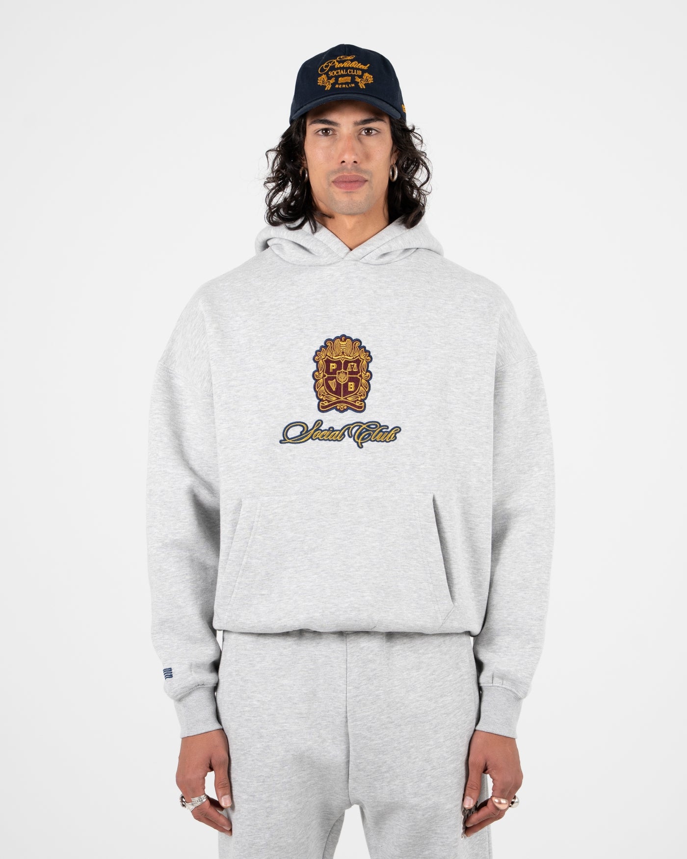 Emblem Patch Hoodie | Grey Melange