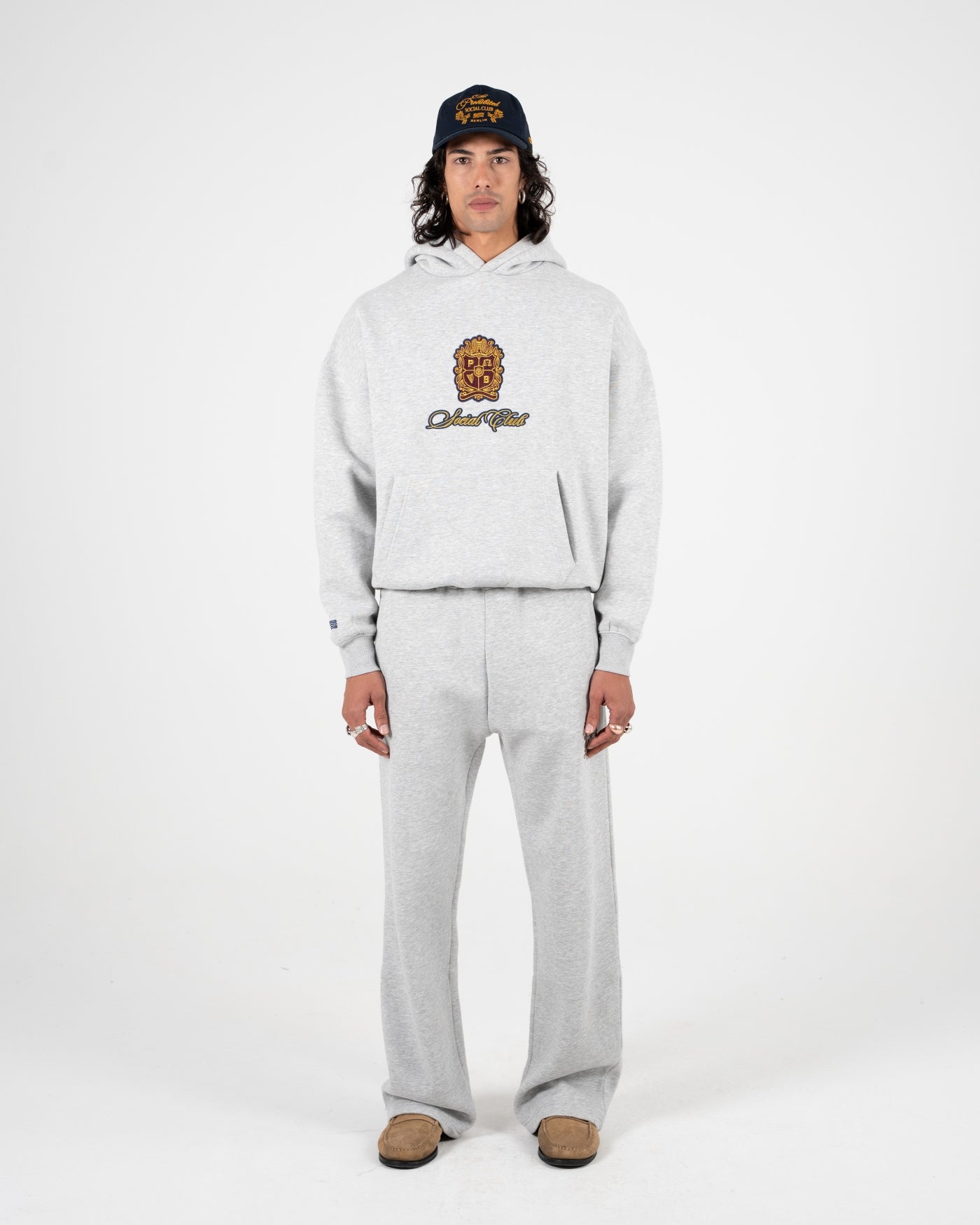 Emblem Patch Hoodie | Grey Melange