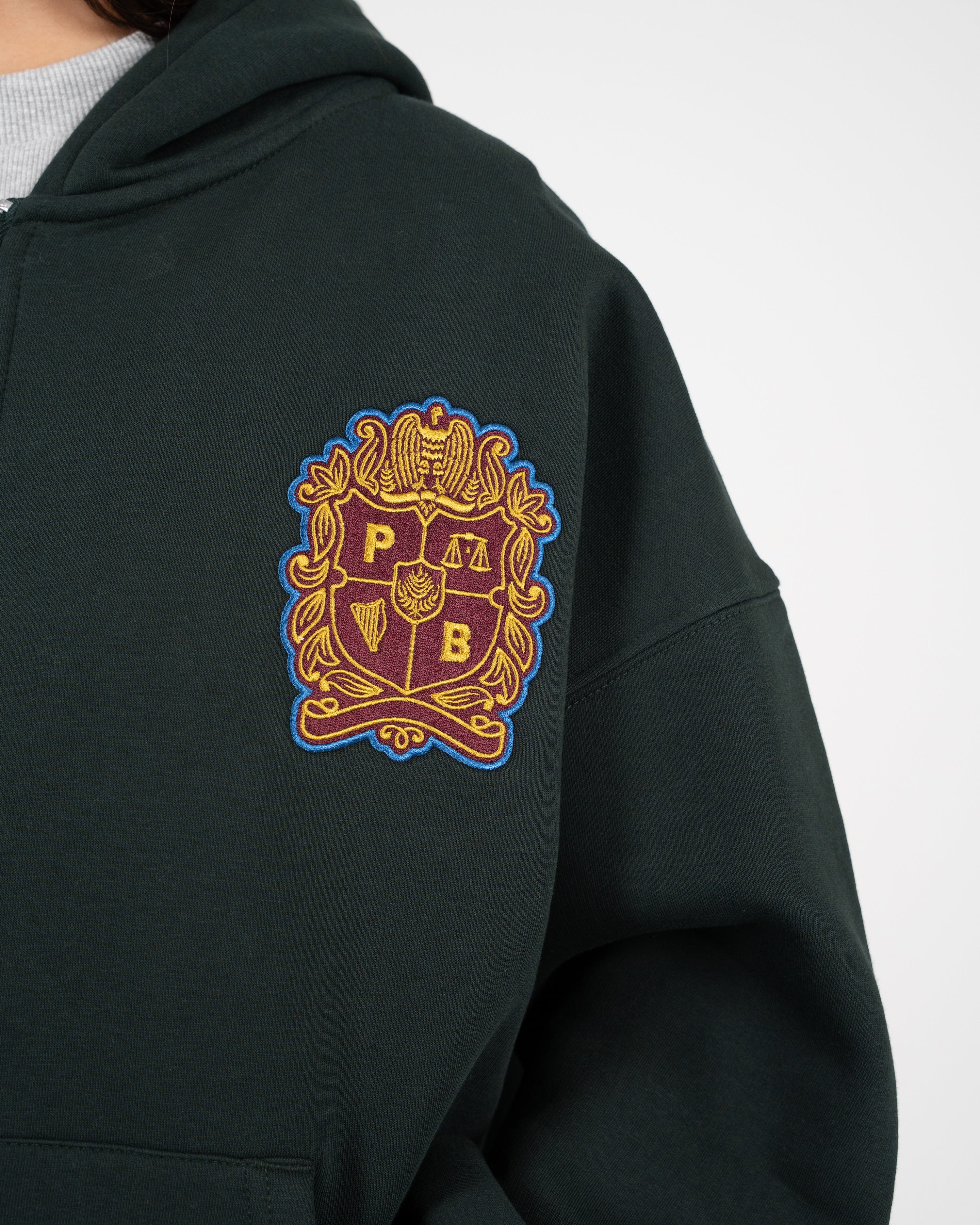 Emblem Patch Zip-Hoodie Green