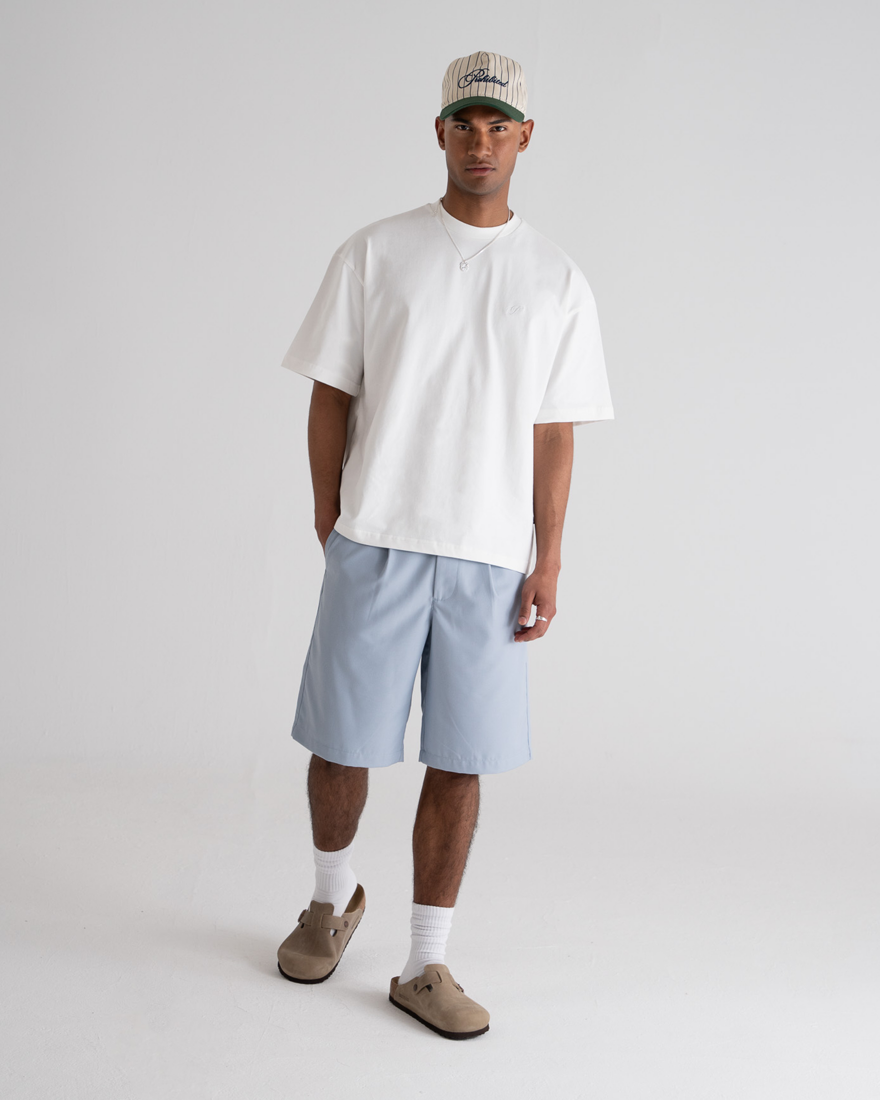 Pleated Shorts Light Blue