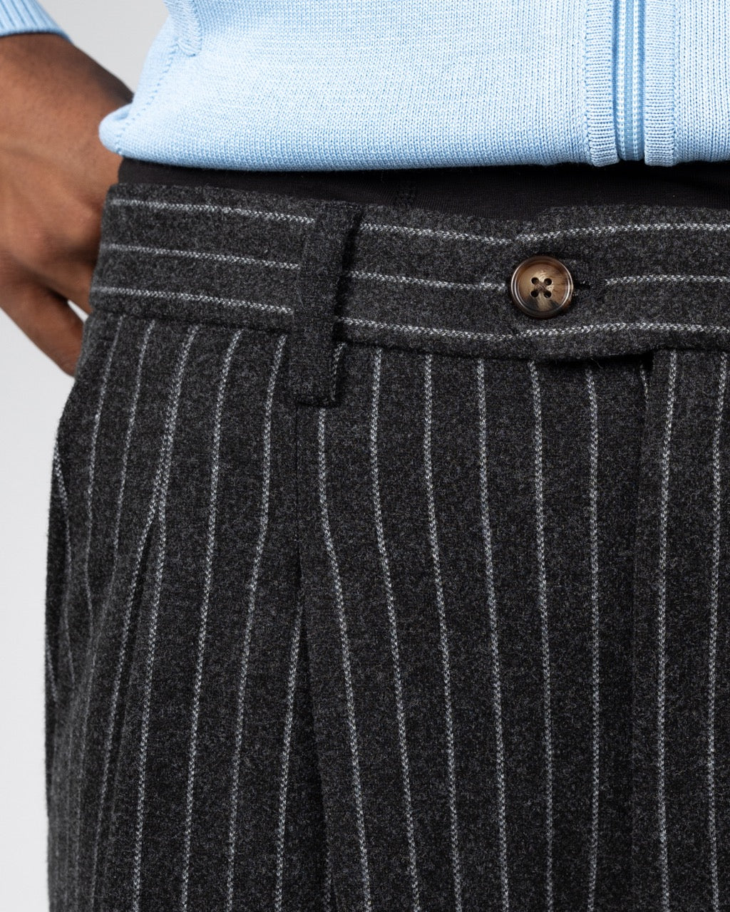 Revival Pinstripe Pleated Pants | Dark Grey