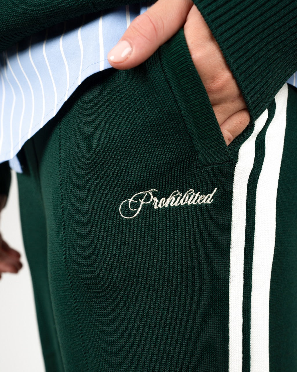 Varsity Knitted Trackpants | Dark Green