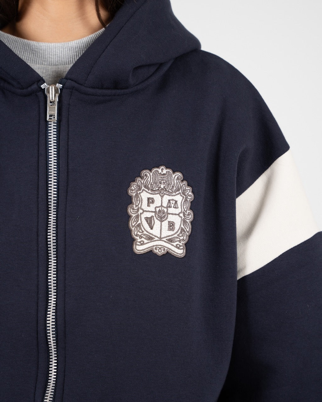 Club Member Contrast Zip-Hoodie | Navy