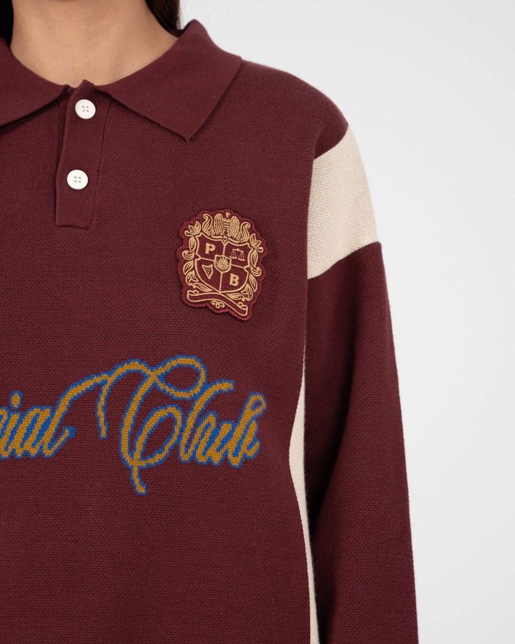 Contrast Clubhouse Knit | Bordeaux