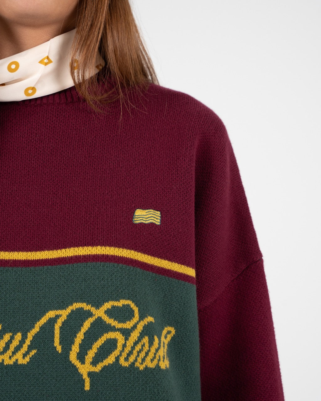 Contrast SC Knit Sweater | Bordeaux
