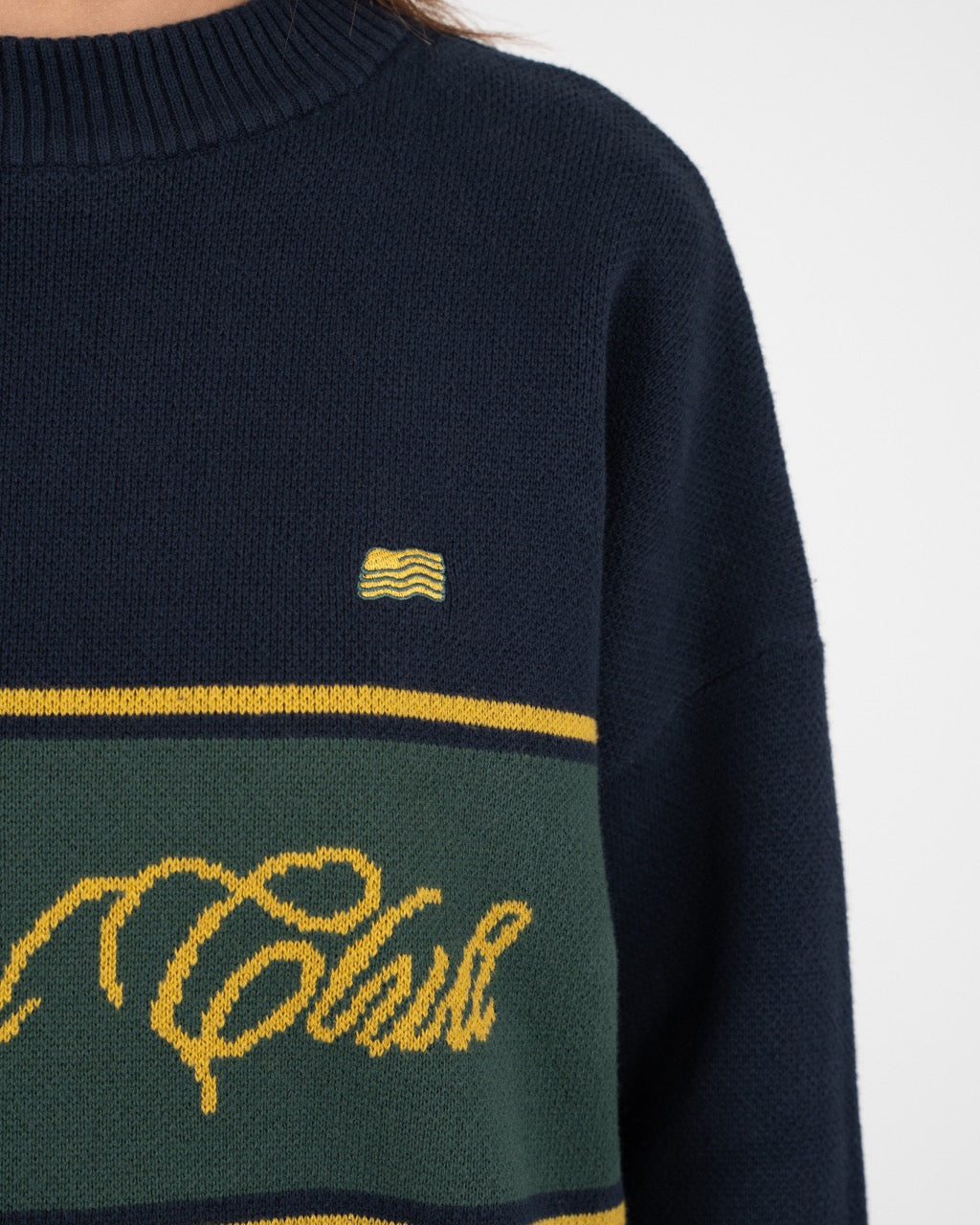 Contrast SC Knit Sweater | Navy