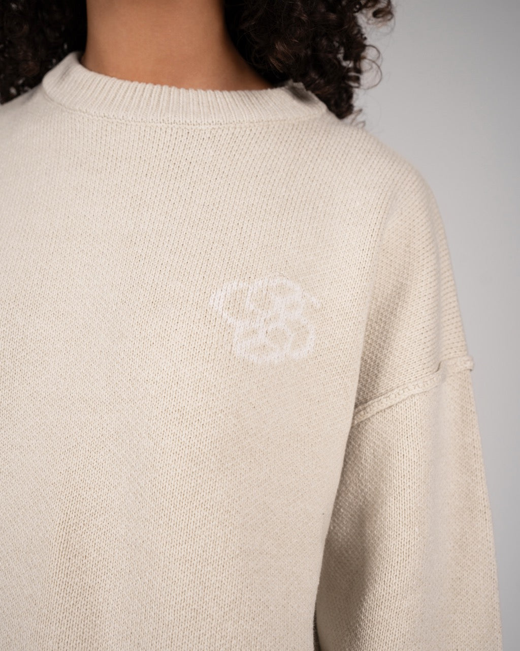 Throwback Double P Knit Sweater | Cream