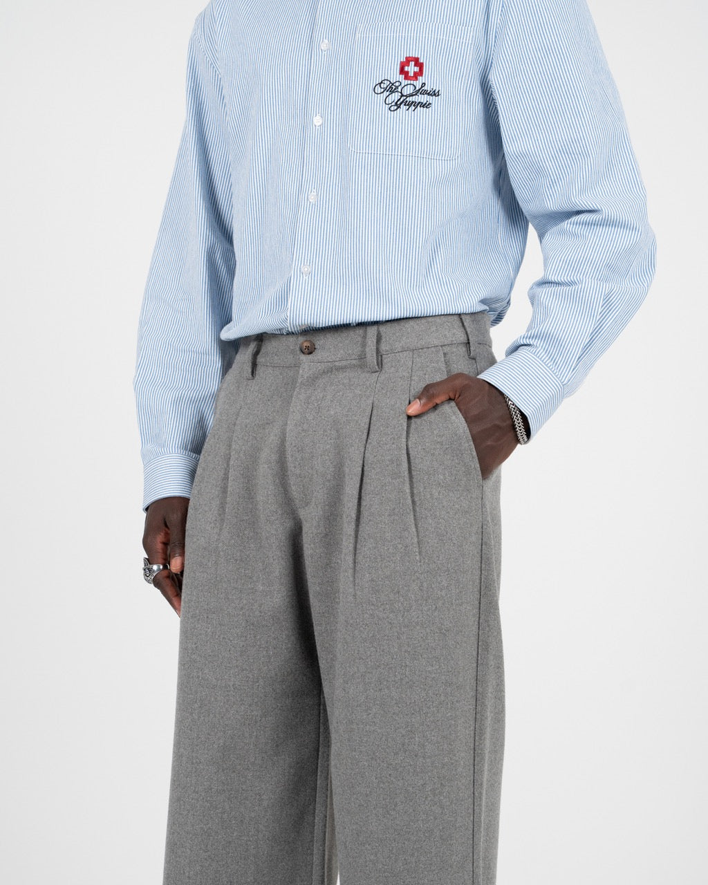 Double Pleated Club Pants | Grey