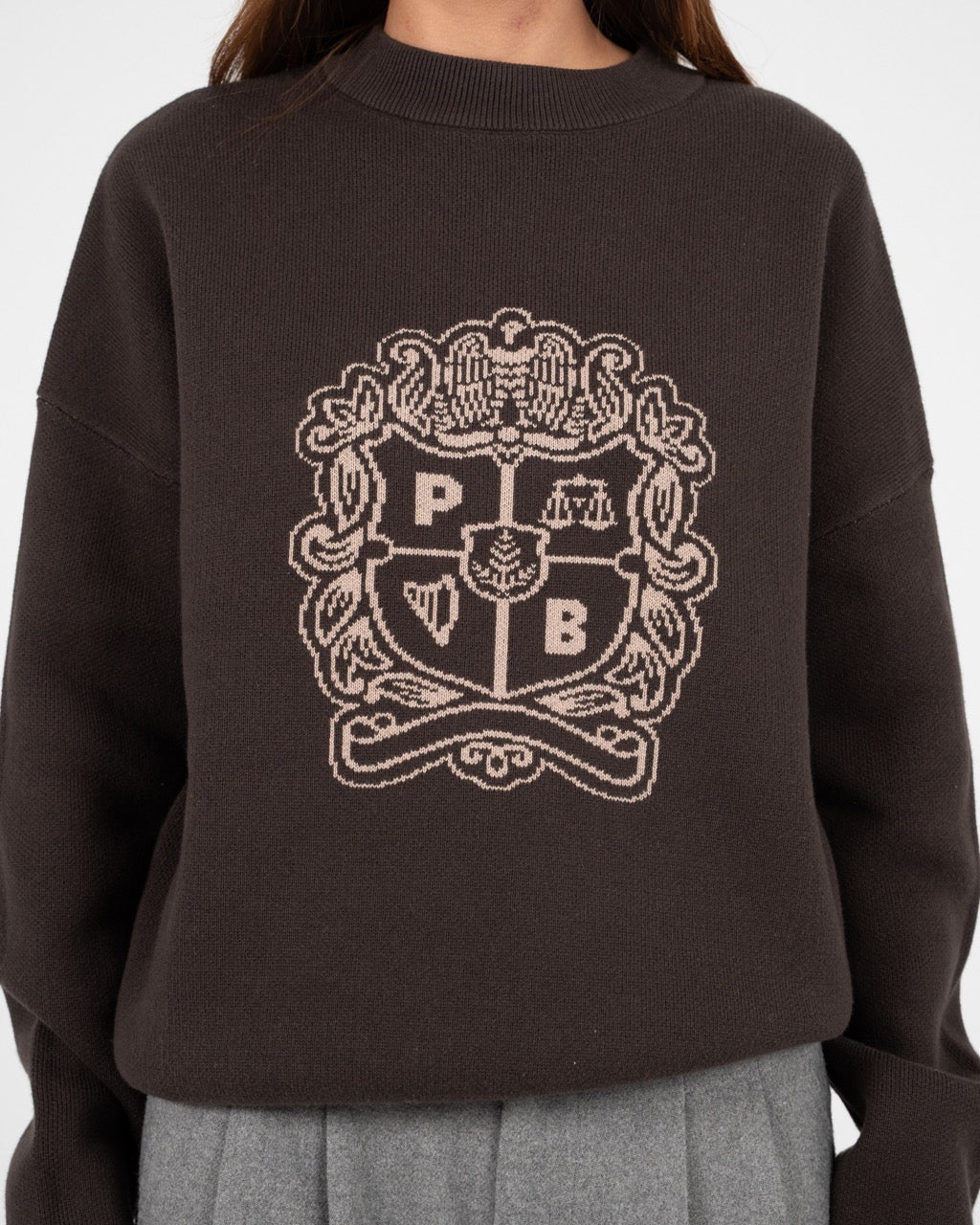 Emblem Knit Sweater | Brown