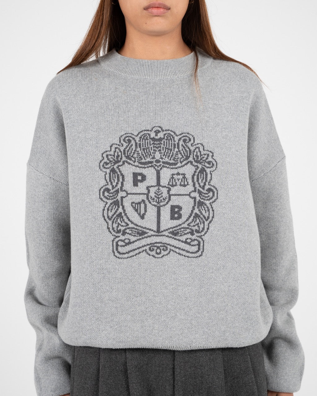 Emblem Knit Sweater | Grey