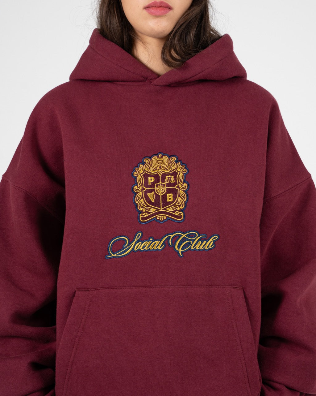 Emblem Patch Hoodie | Bordeaux