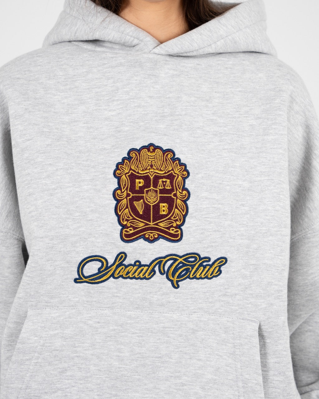 Emblem Patch Hoodie | Grey Melange