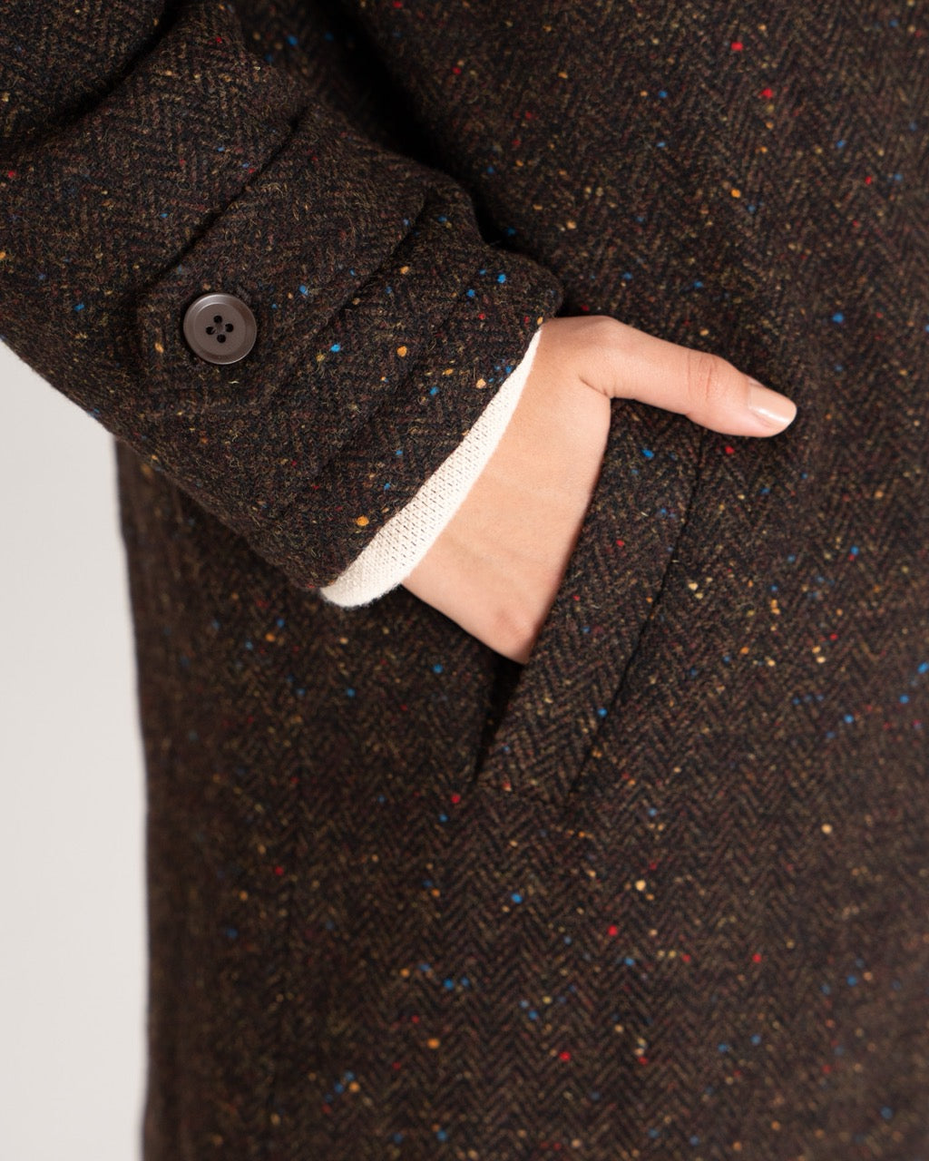 Herringbone Wool Coat | Brown