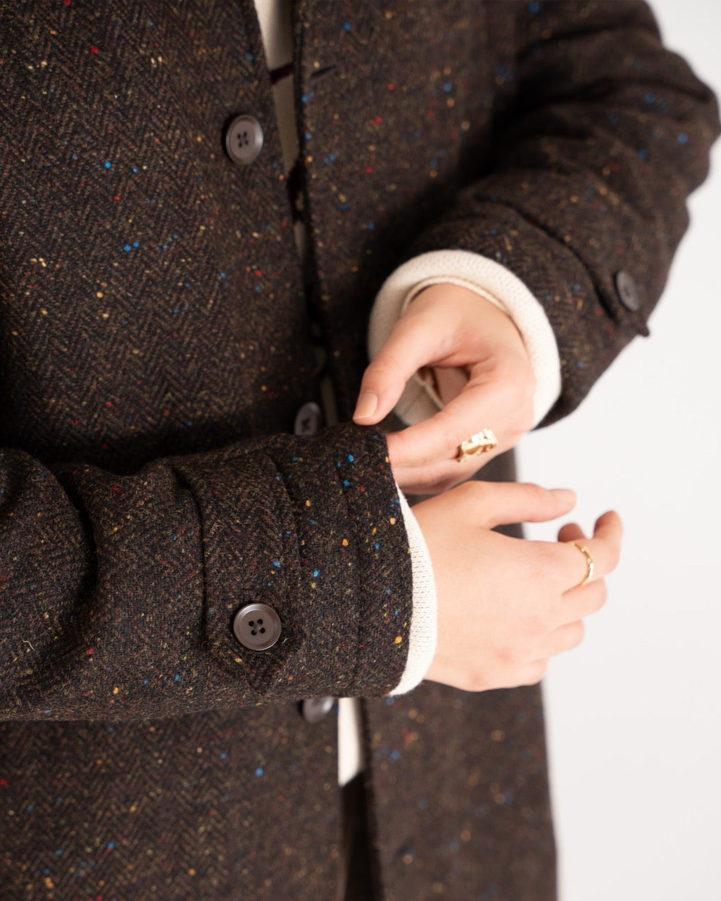 Herringbone Wool Coat | Brown