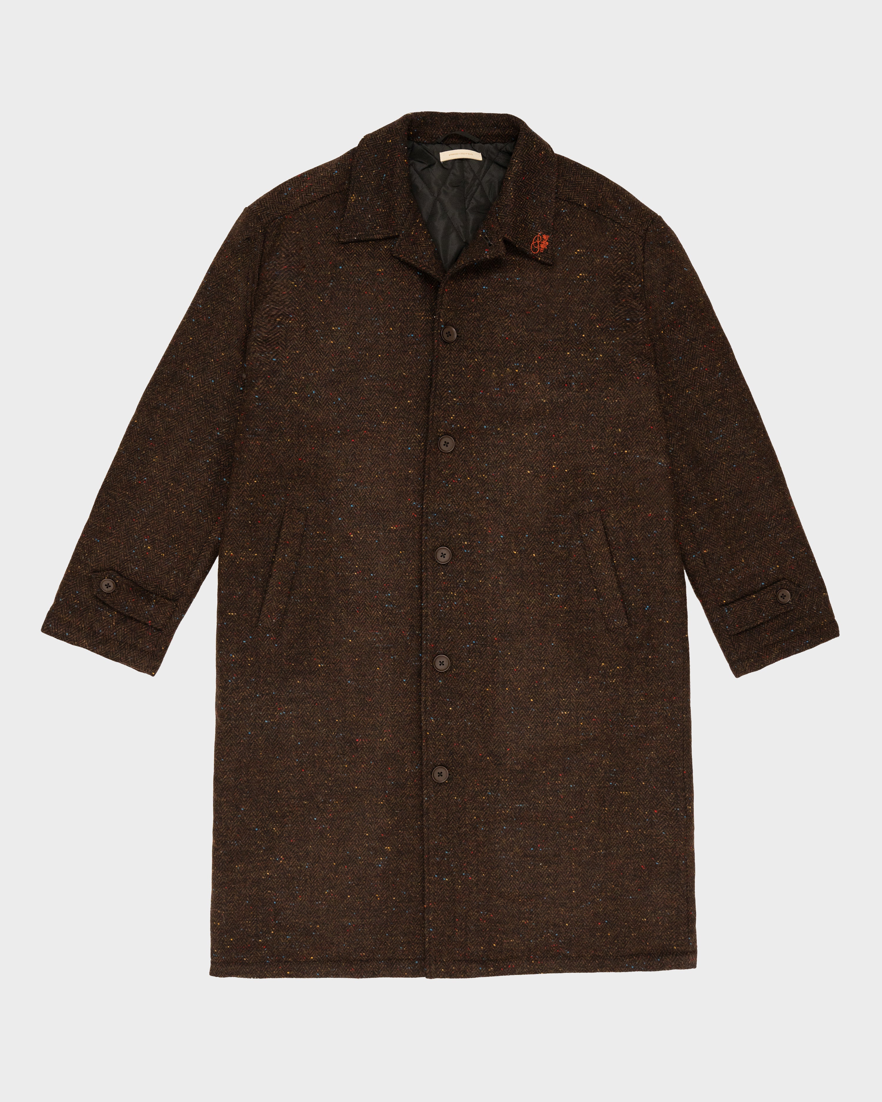 Herringbone Wool Coat Brown