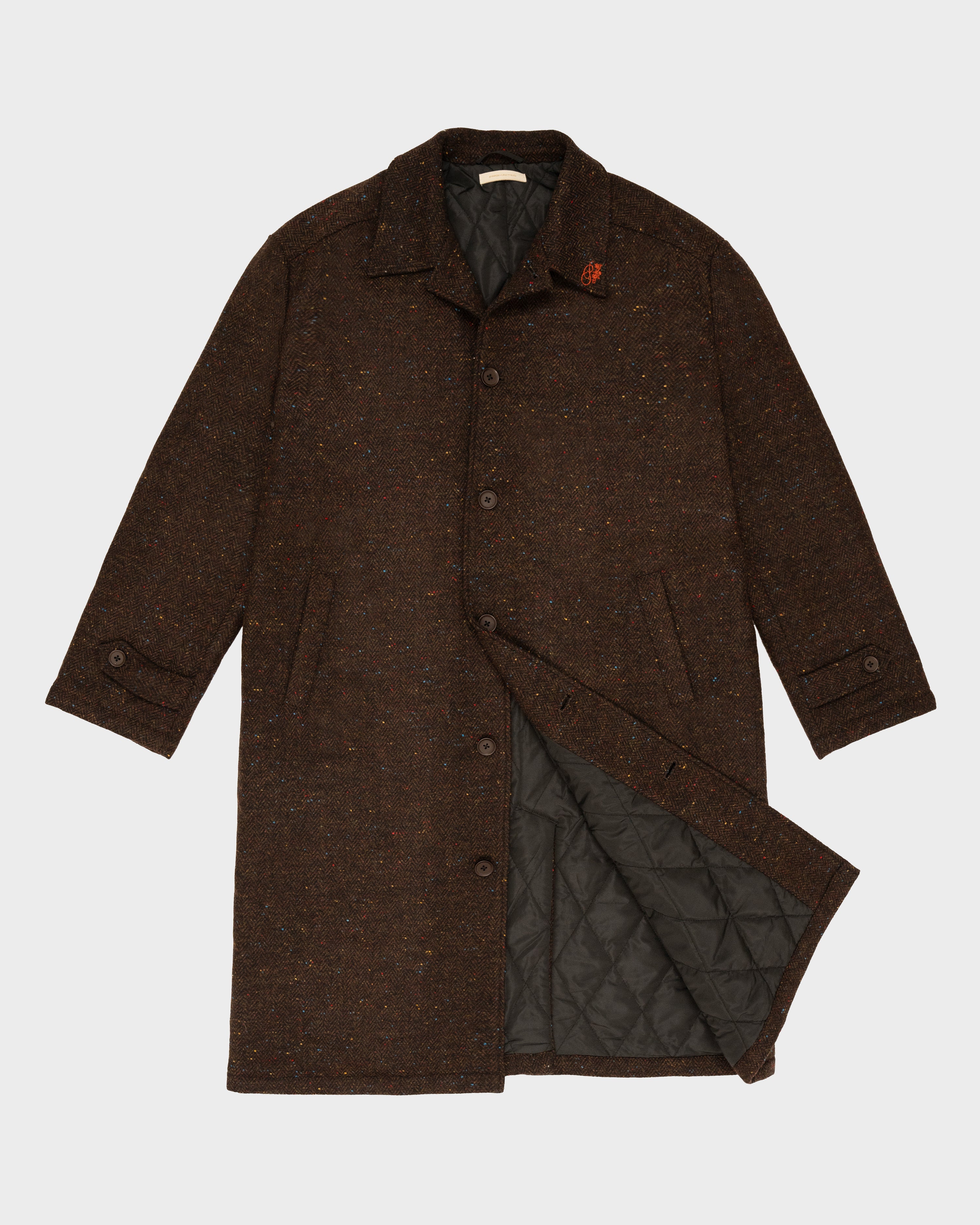 Herringbone Wool Coat Brown