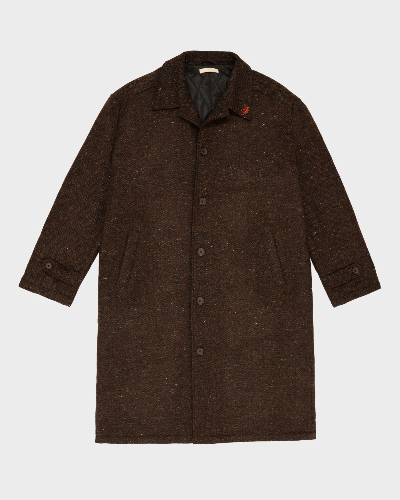 Herringbone Wool Coat | Brown