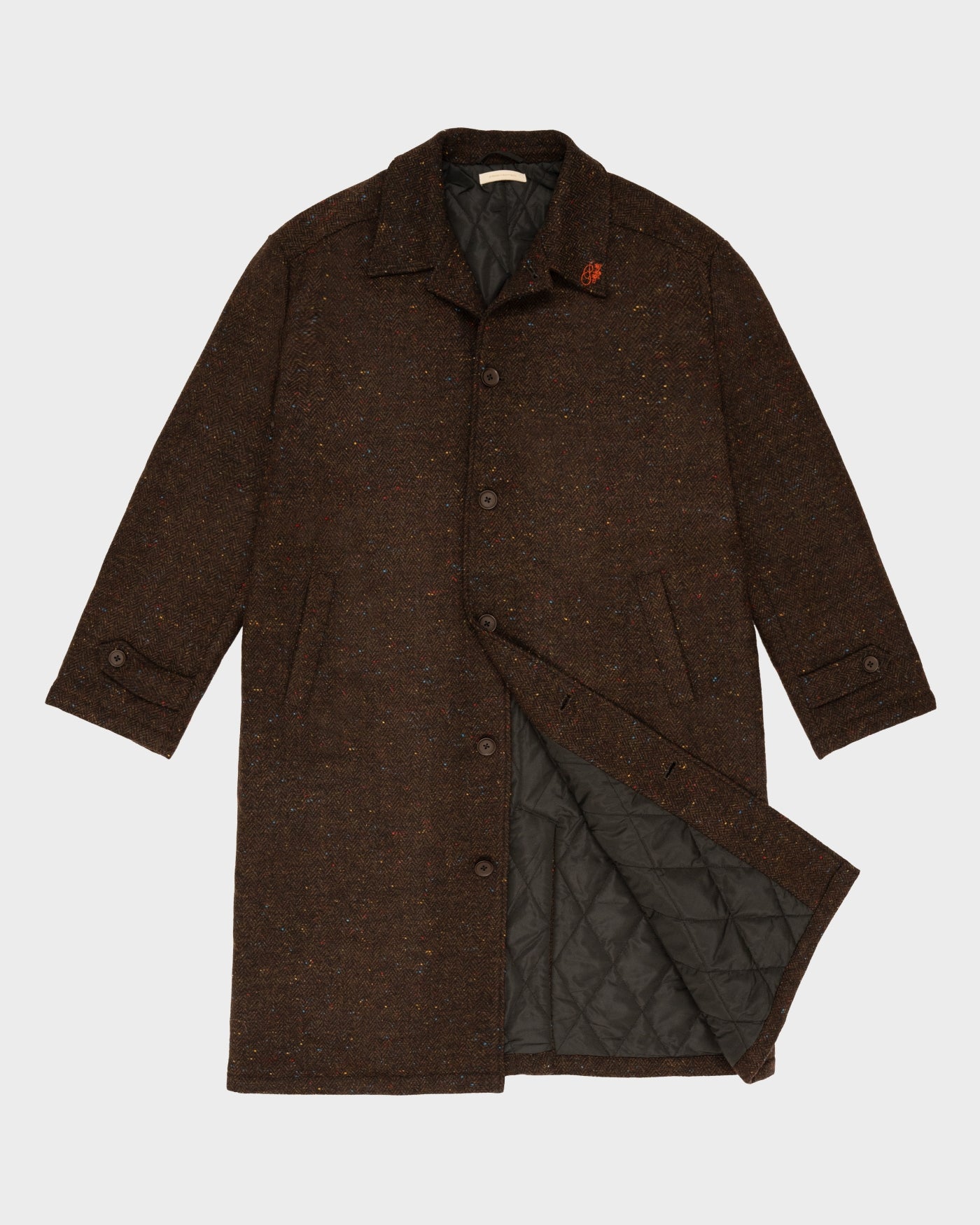 Herringbone Wool Coat | Brown
