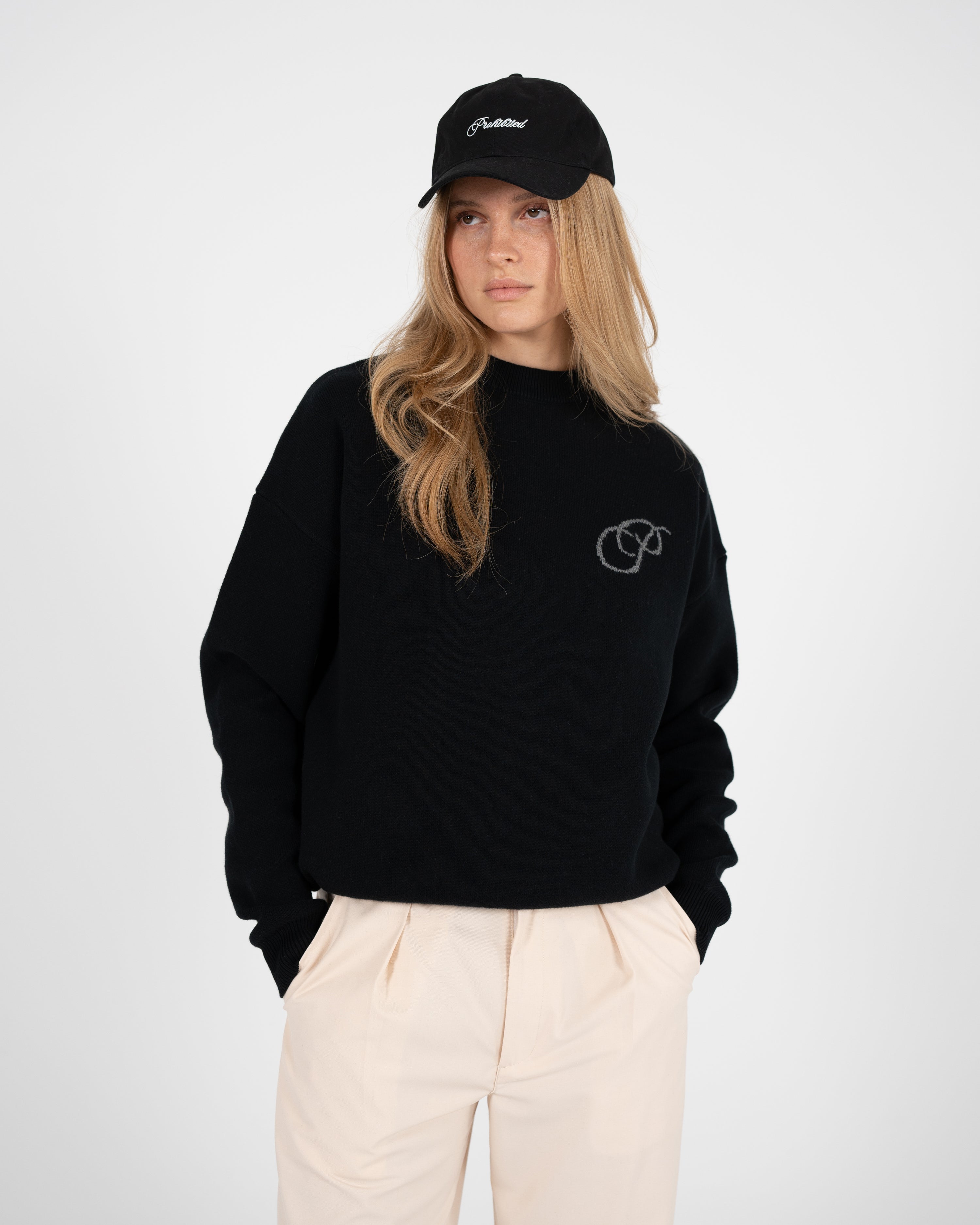 Initial Knit Sweater Black
