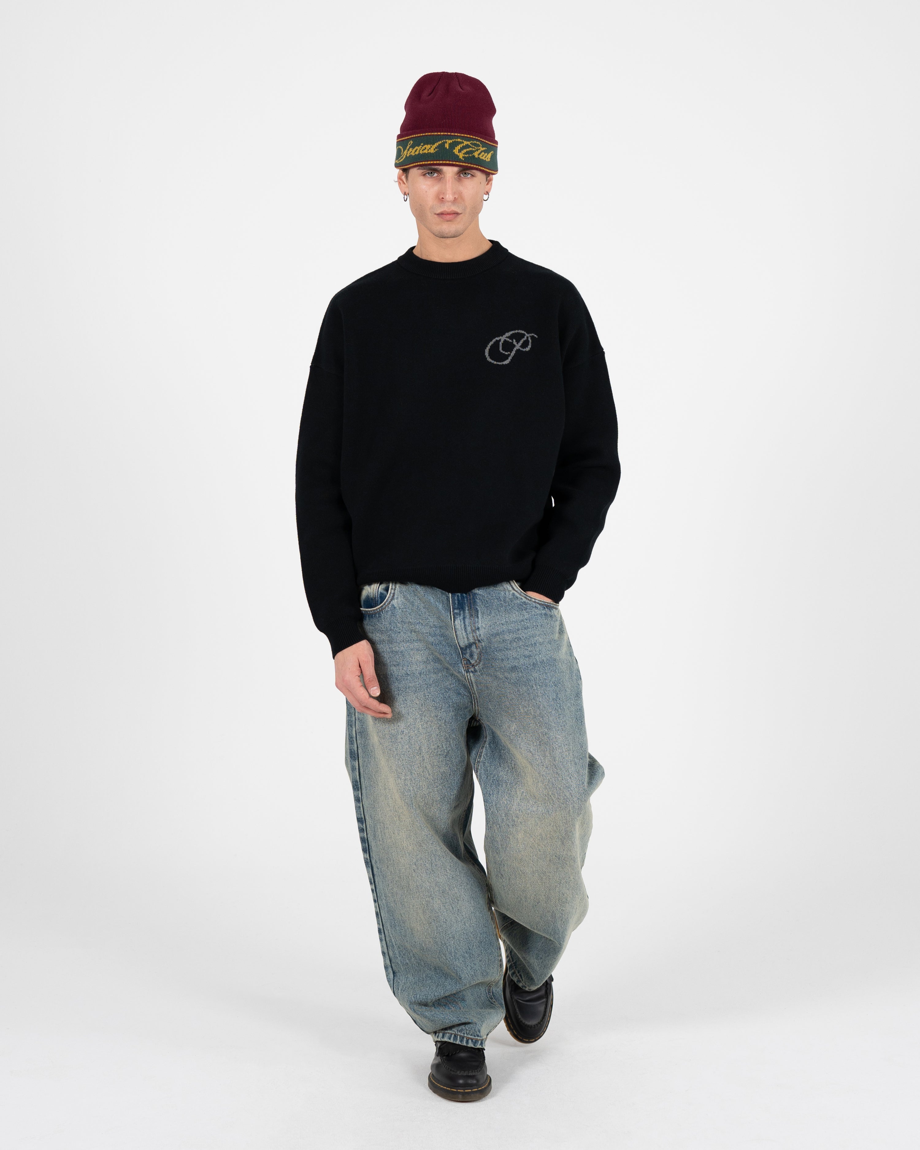 Initial Knit Sweater Black