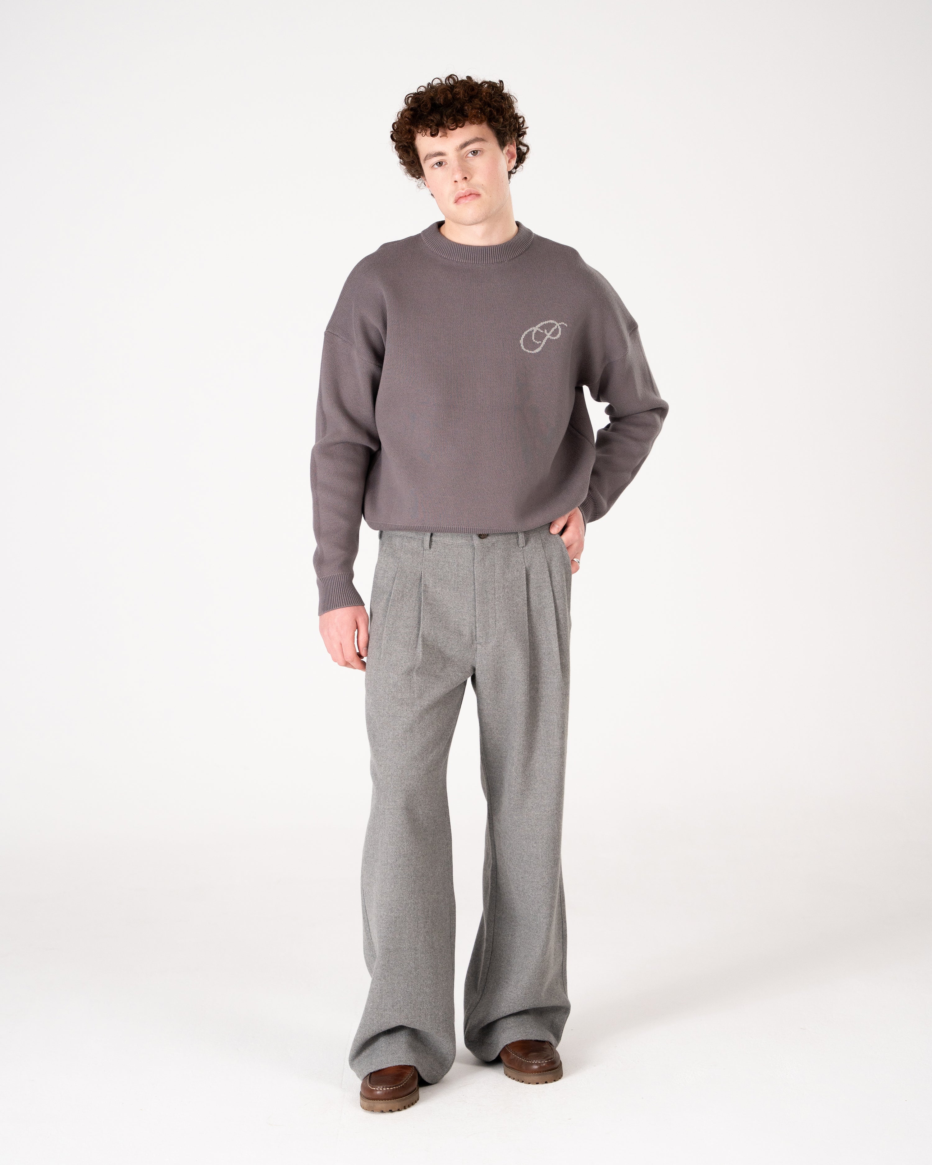 Initial Knit Sweater Grey