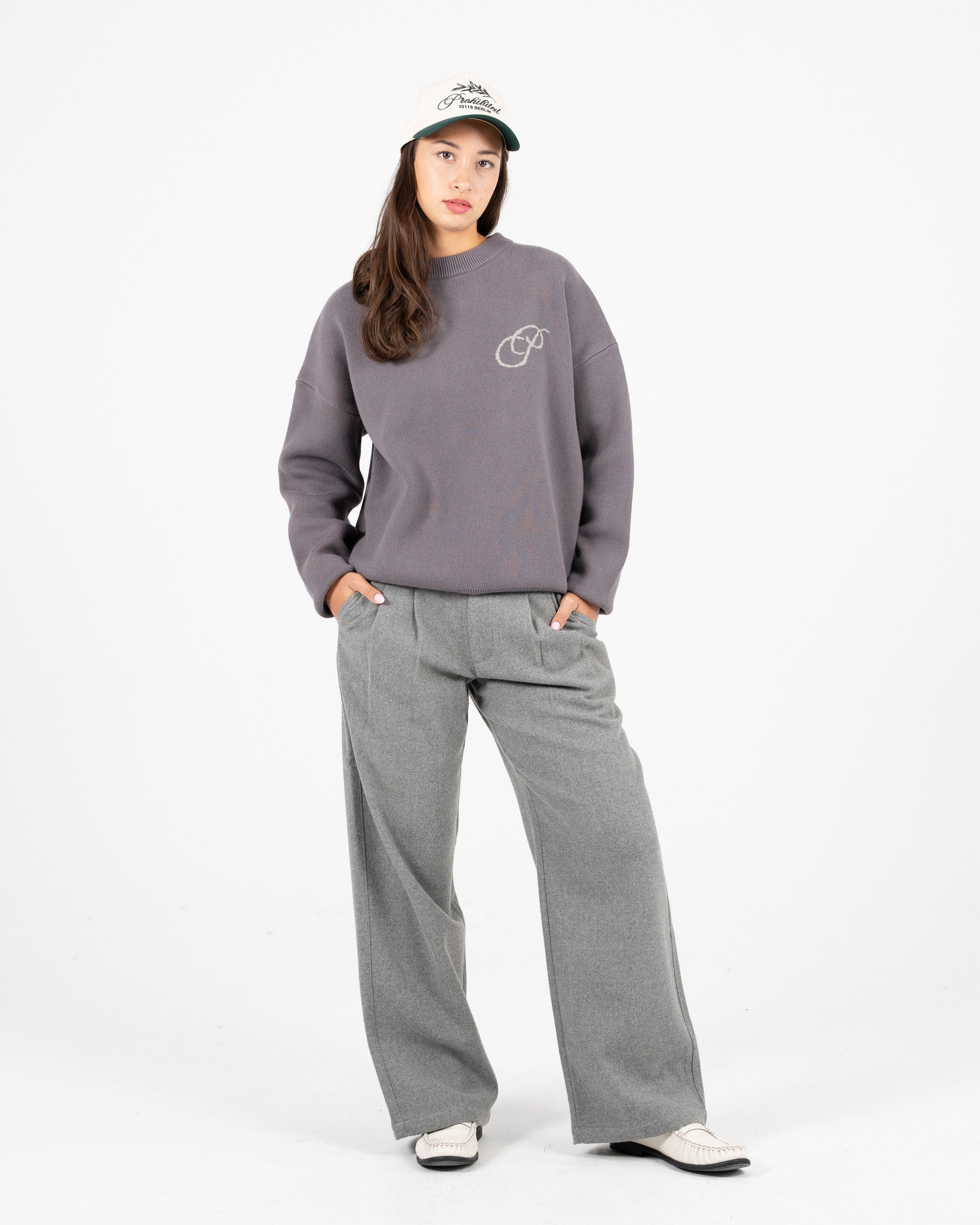 Initial Knit Sweater Grey