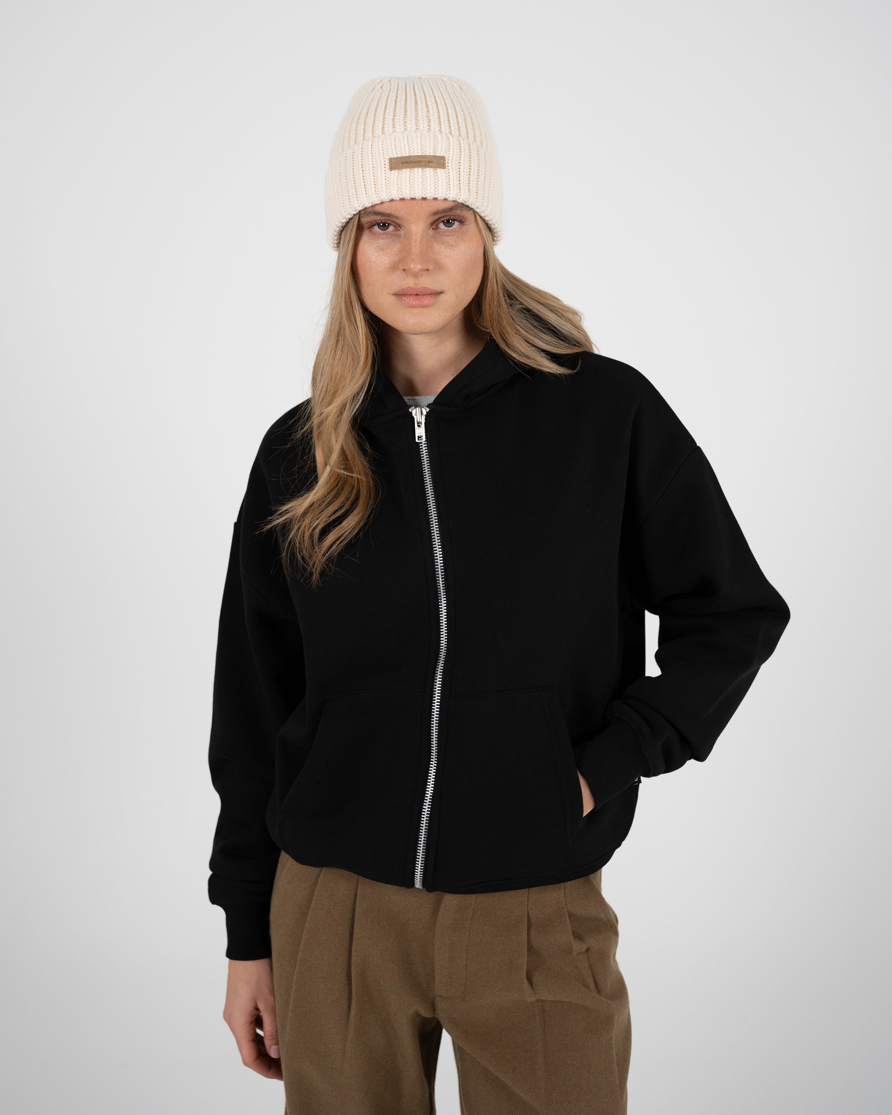 Oversized Zip-Hoodie Black
