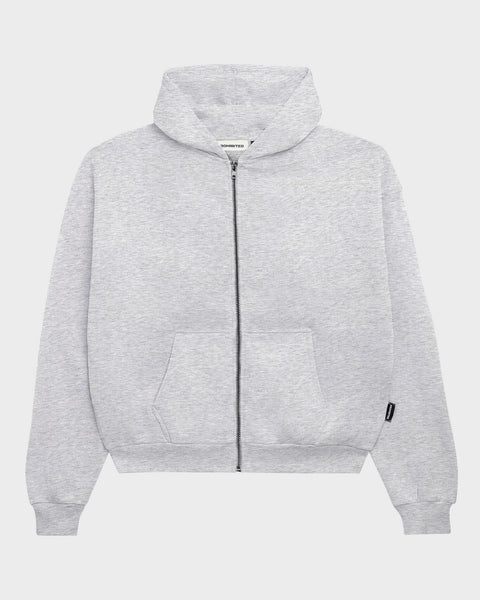 Oversized Zip Hoodie Grey Melange – Prohibited