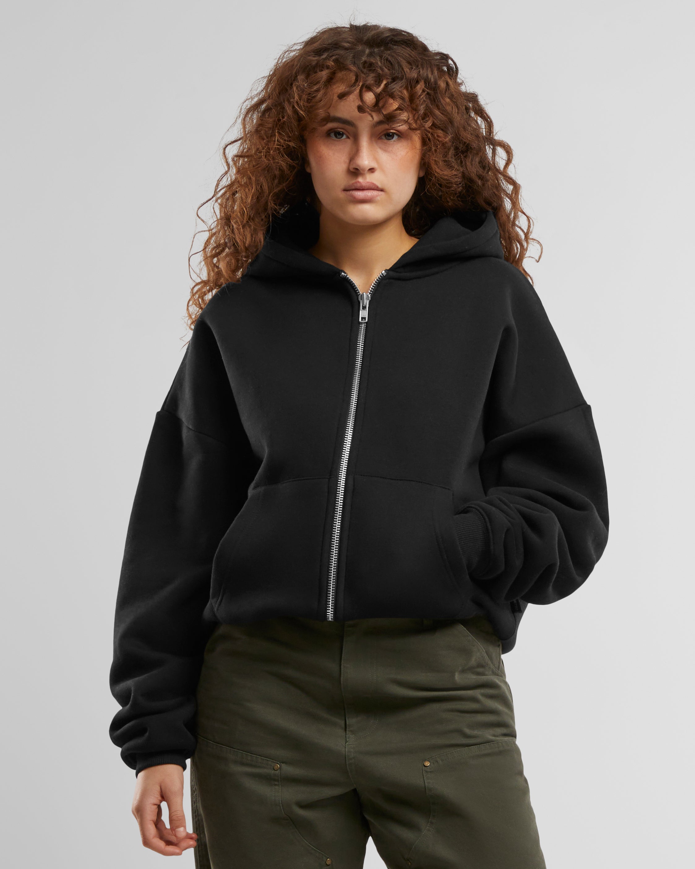 Oversized Zip Hoodie Black