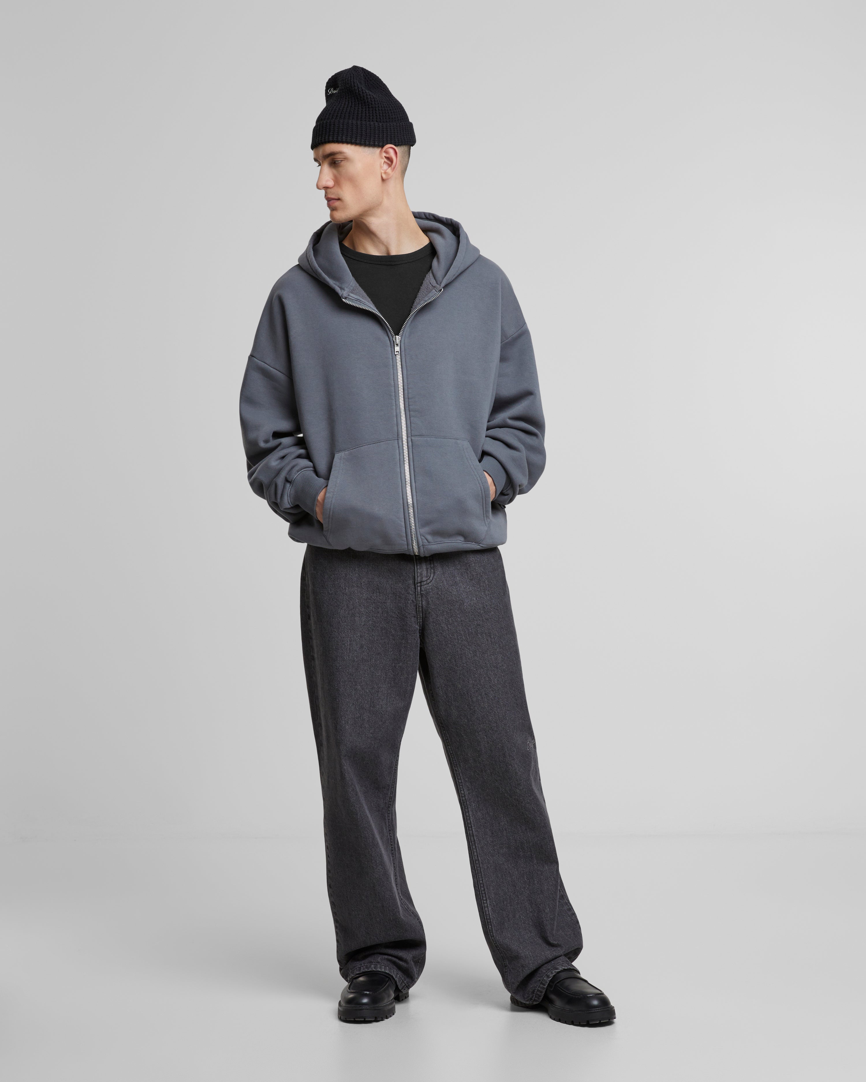 Oversized Zip Hoodie Grey (Stone Washed)