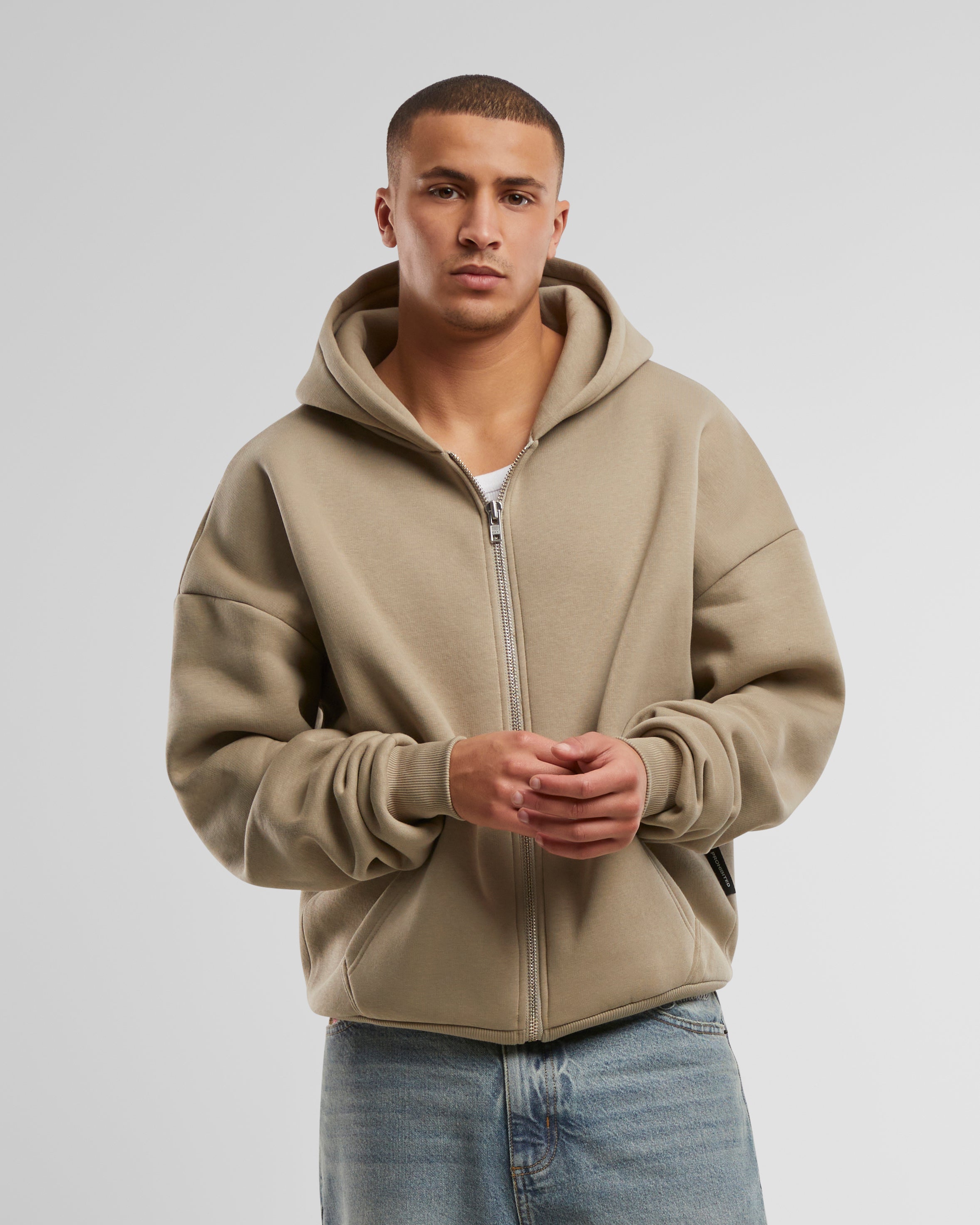Oversized Zip Hoodie Sand (Stone Washed)