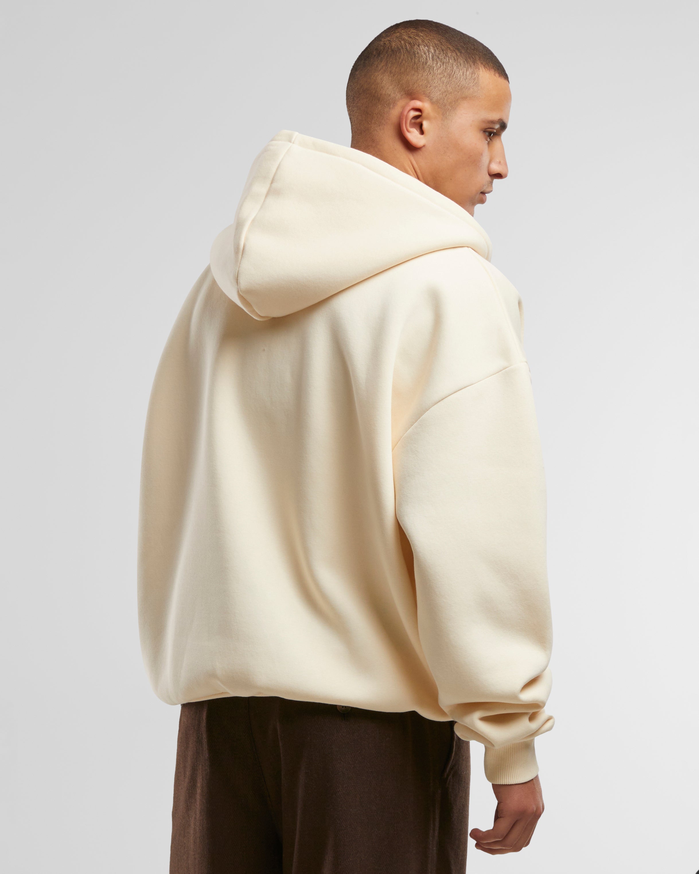 Hooded Sweatshirt Cream Oversized Zip Front Sweater Oversized Zip