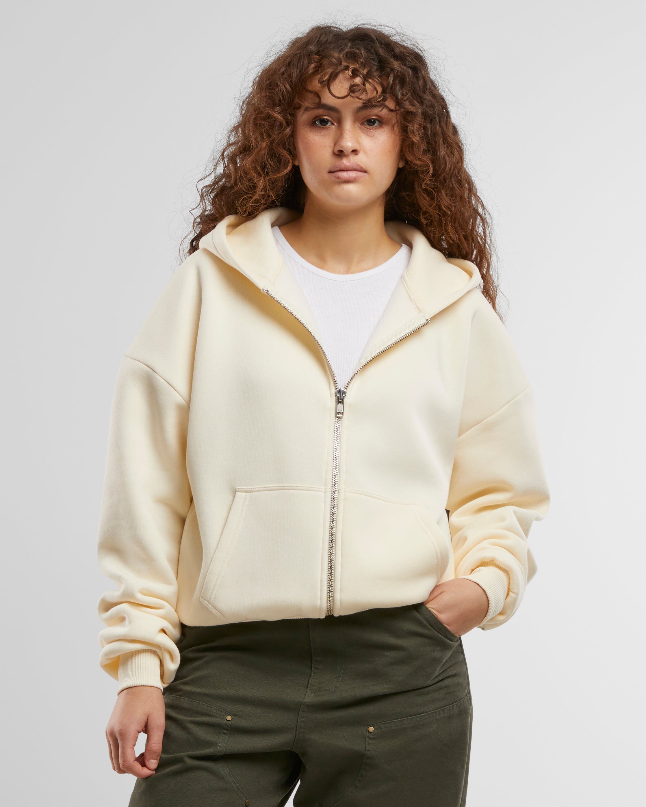 Oversized Zip-Hoodie Cream