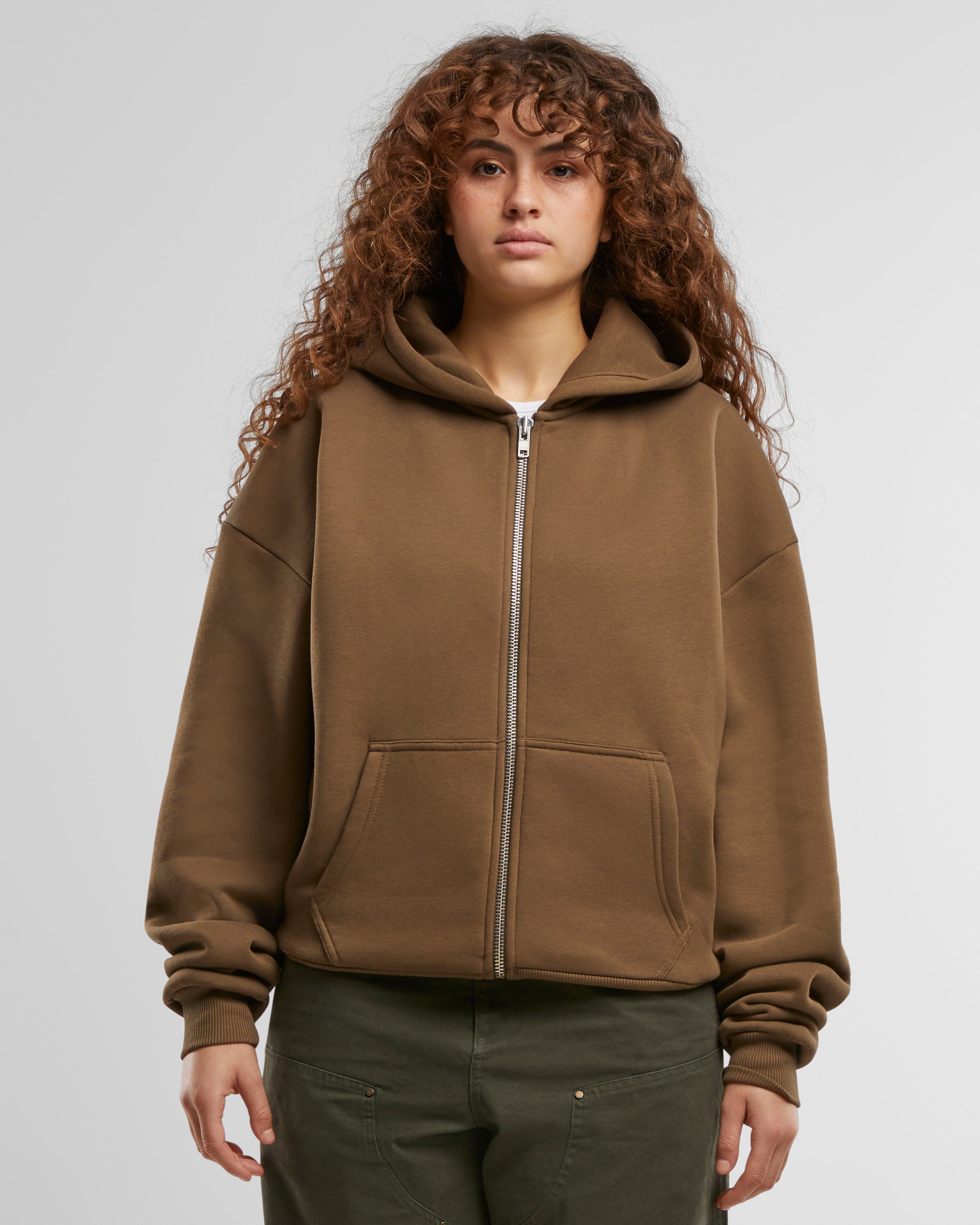 Oversized Zip-Hoodie Mocha (Stone Washed)