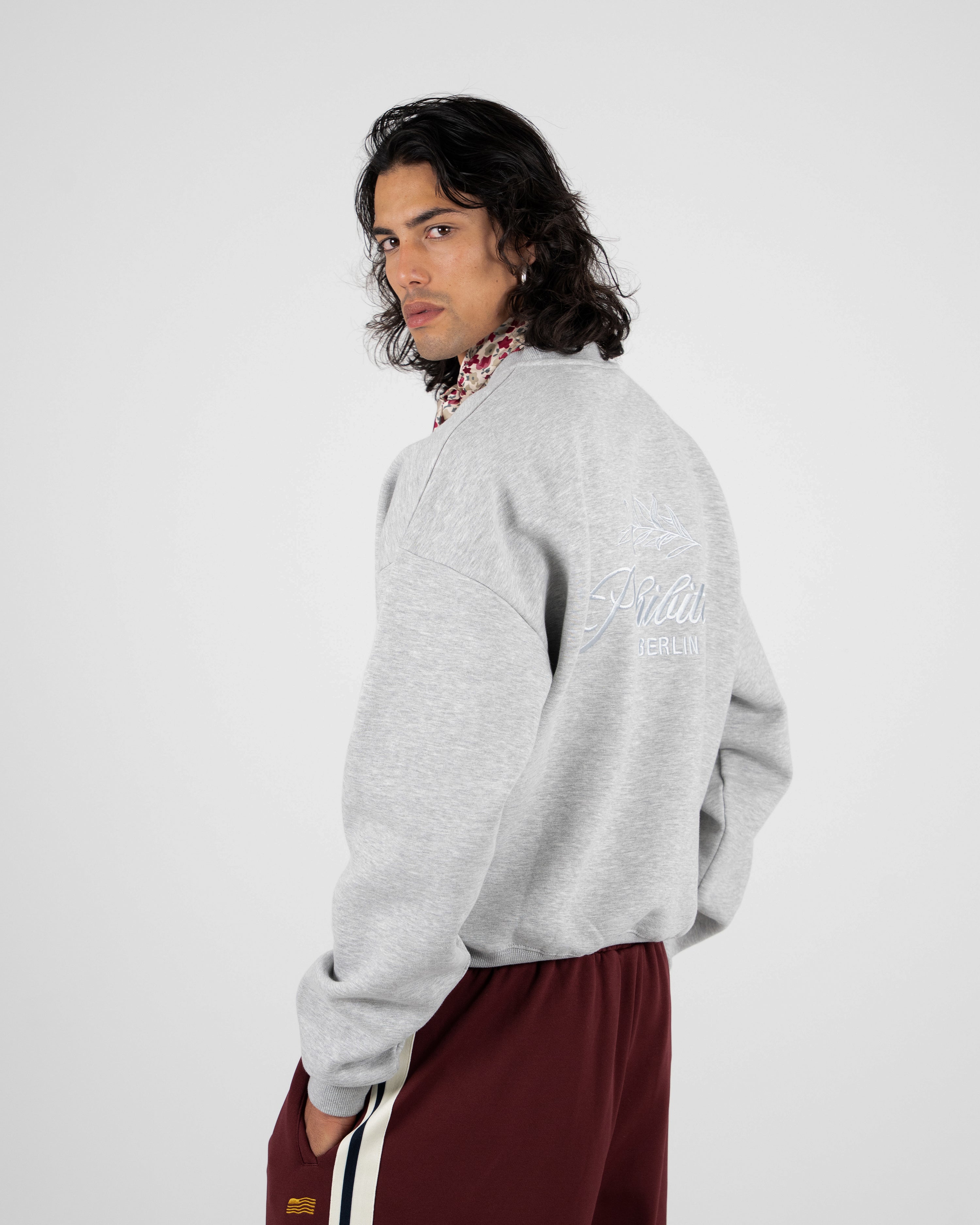 PB Leaf Crew Neck Grey Melange