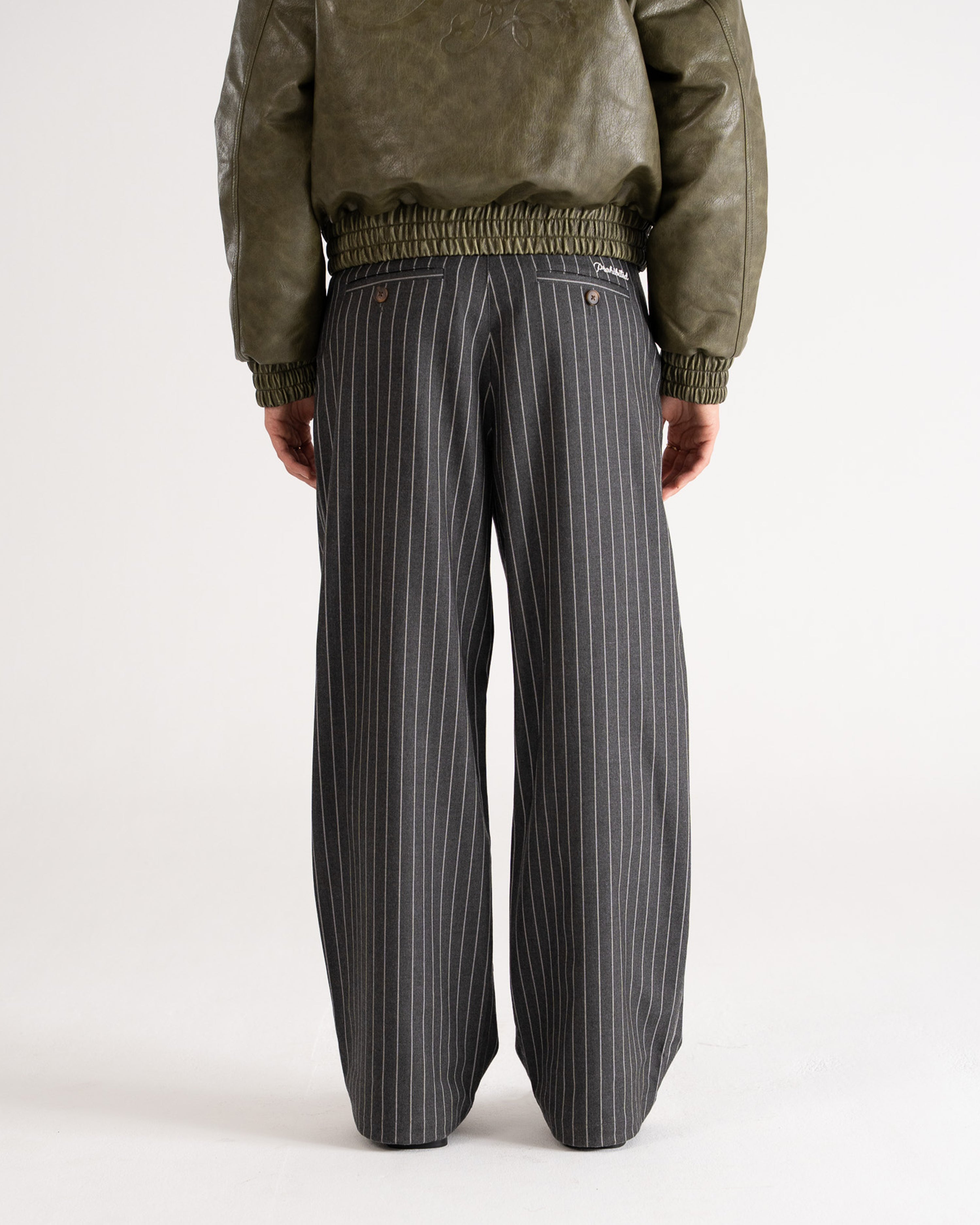 Pinstripe Pleated Pants Grey