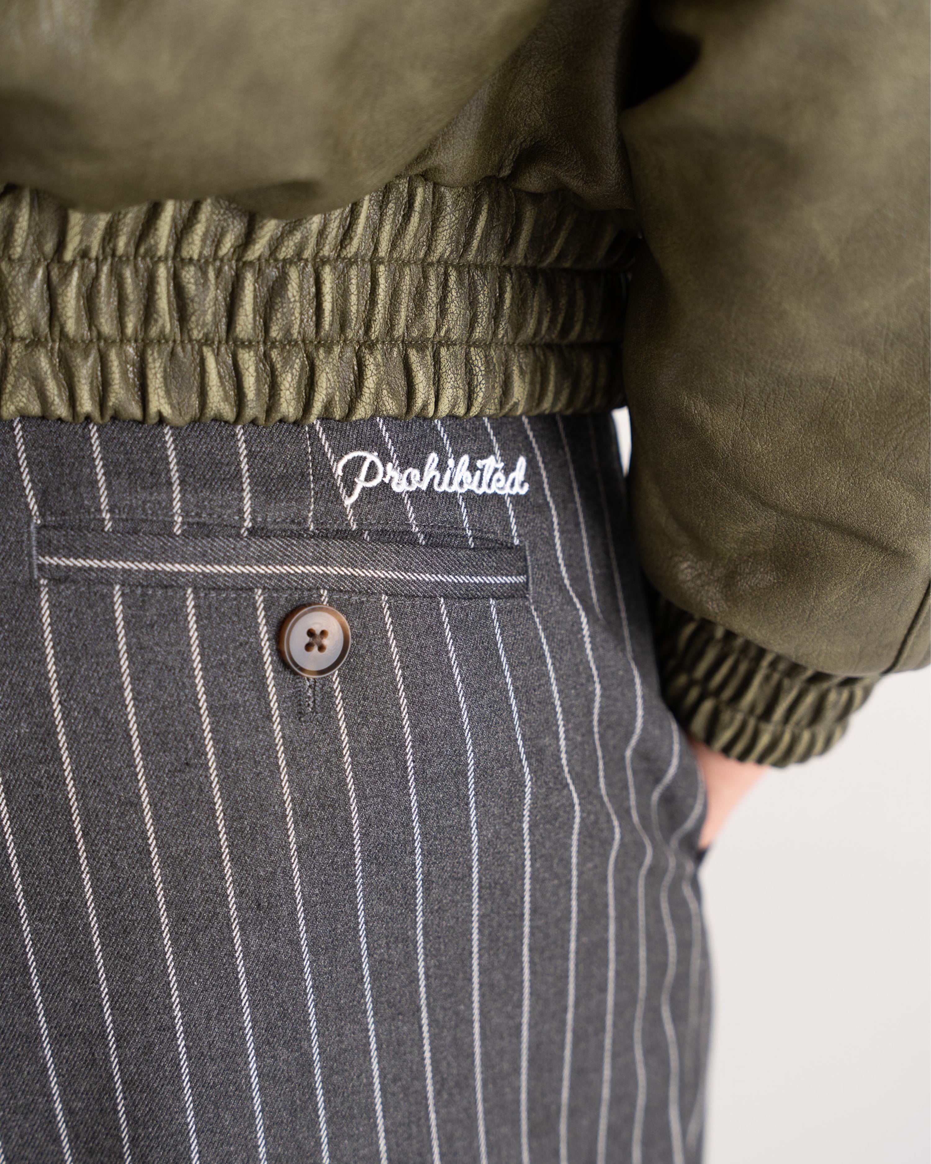 Pinstripe Pleated Pants Grey