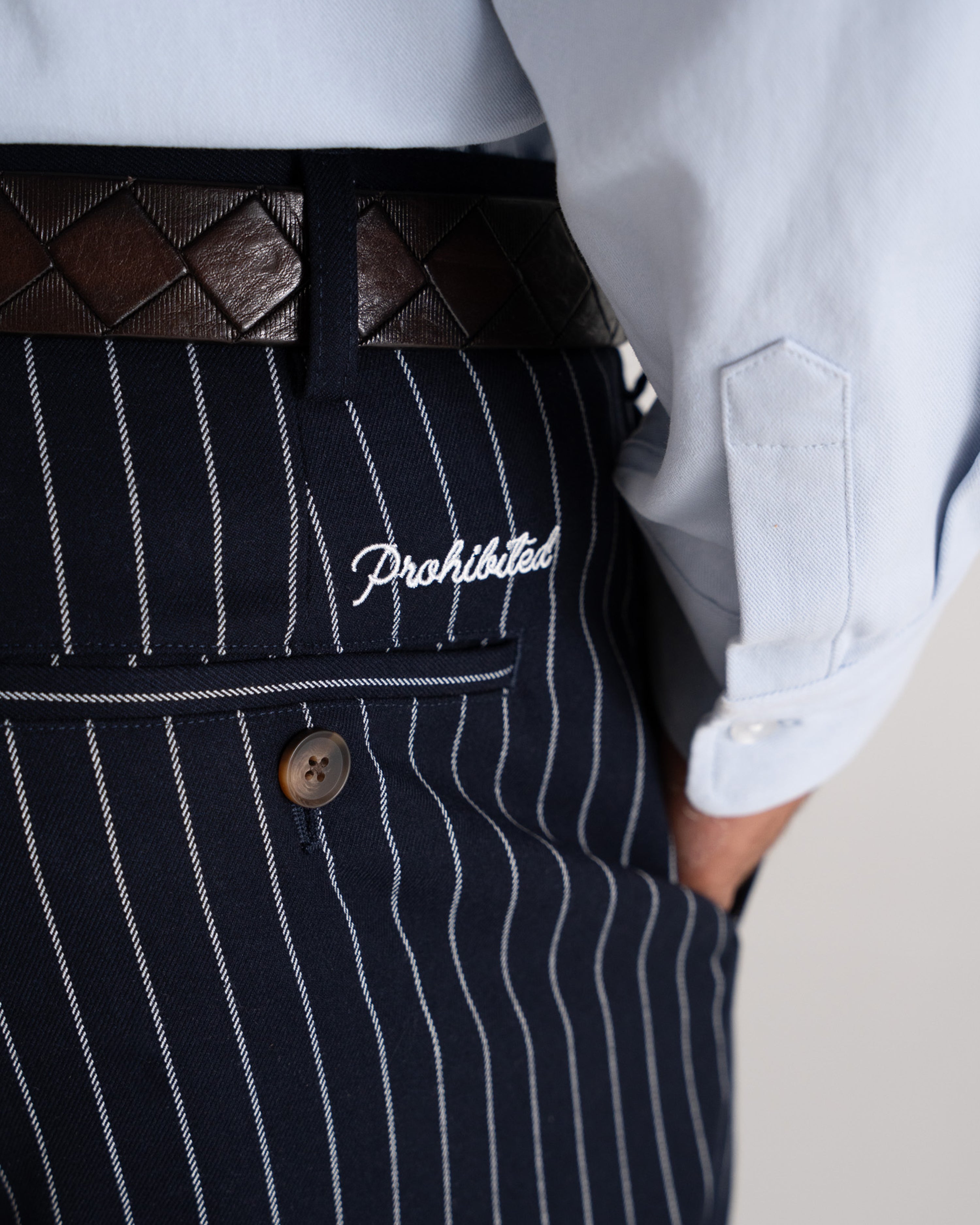 Pinstripe Pleated Pants Navy