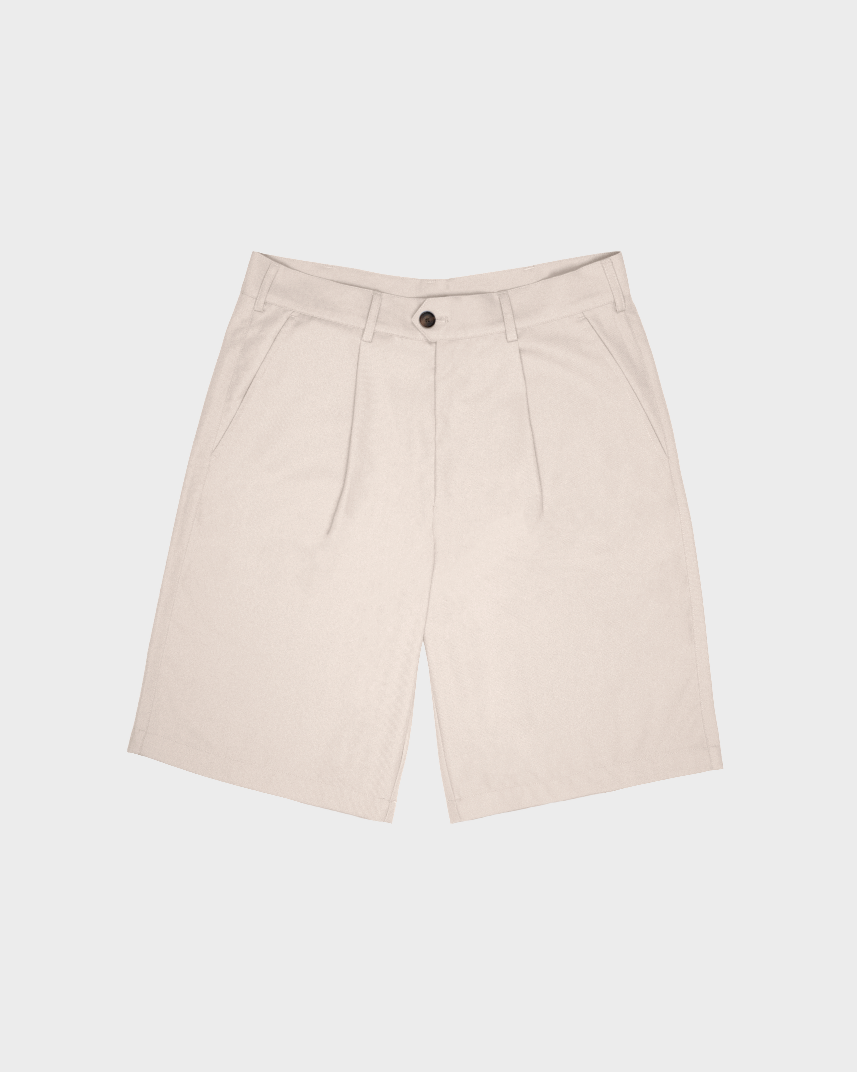 Pleated Shorts Cream