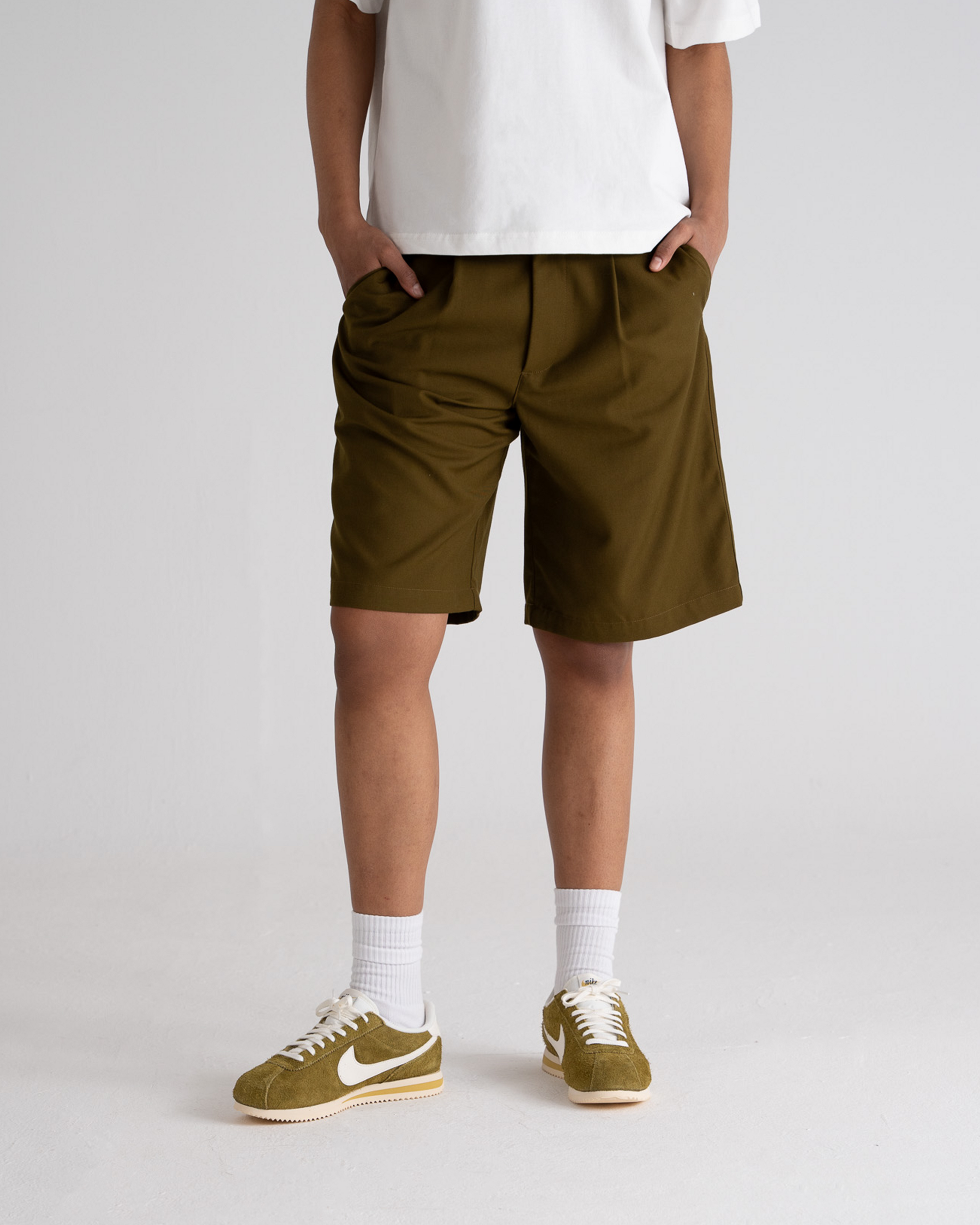 Pleated Shorts Green