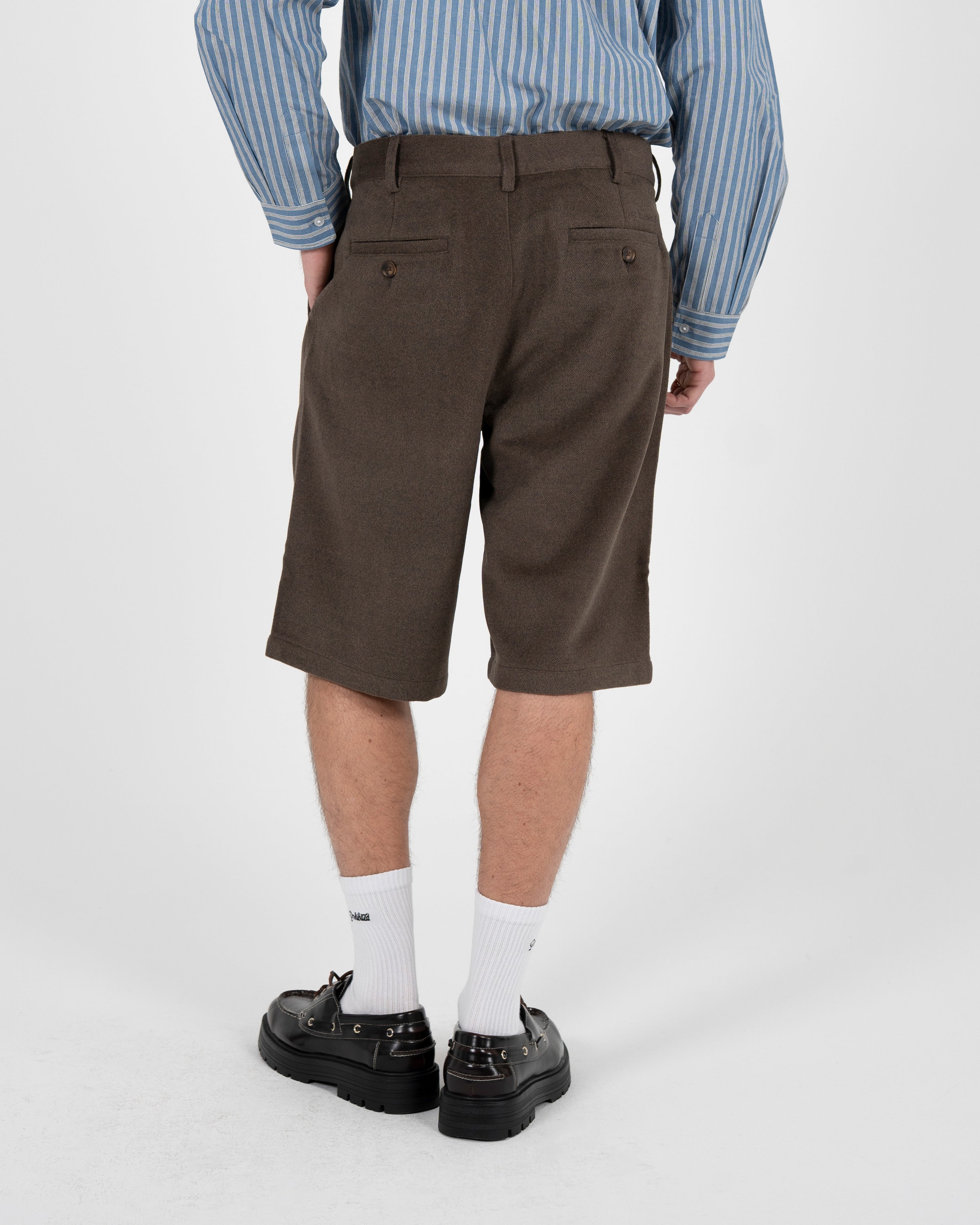 Podium Pleated Shorts Brown