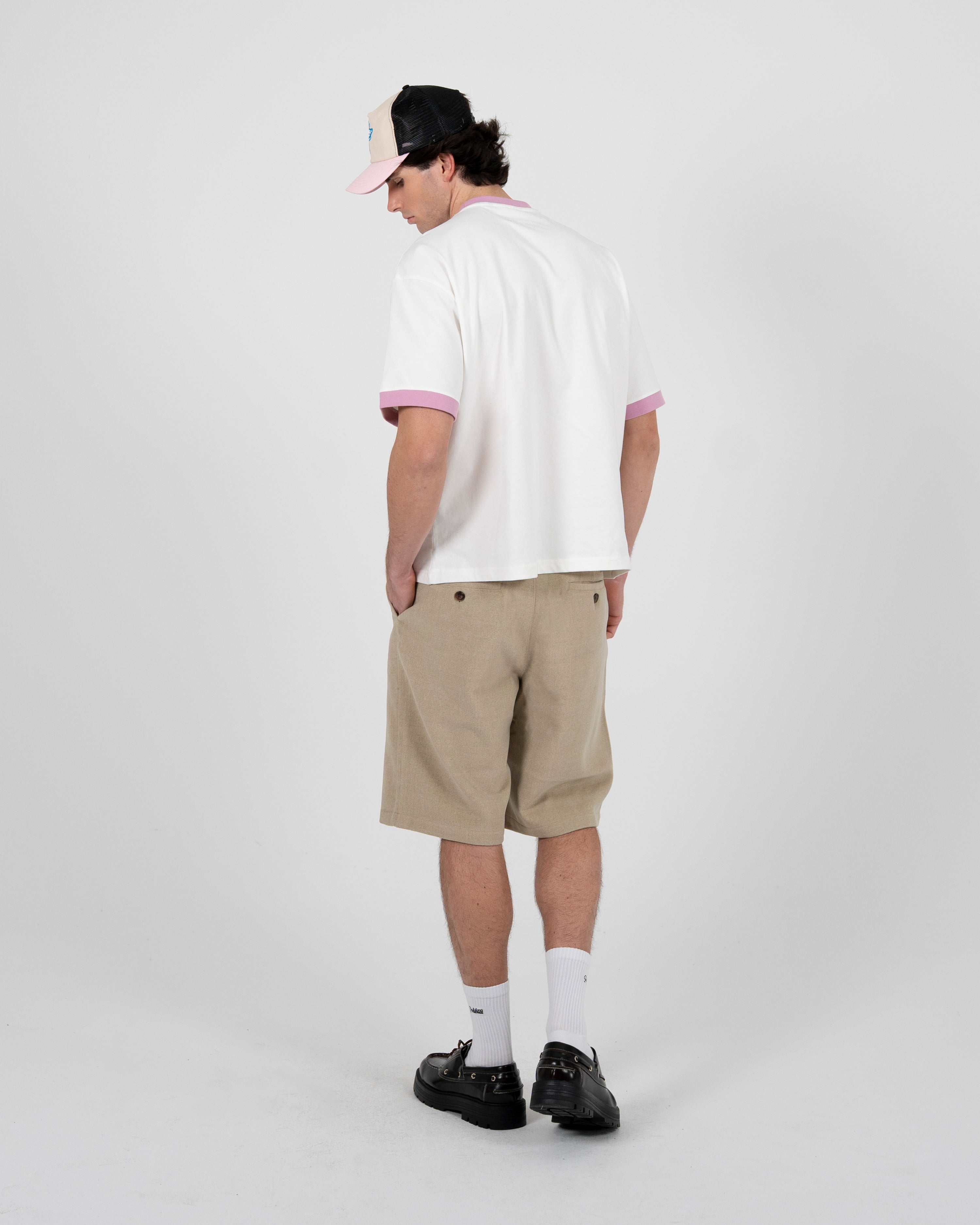 Podium Pleated Shorts Cream