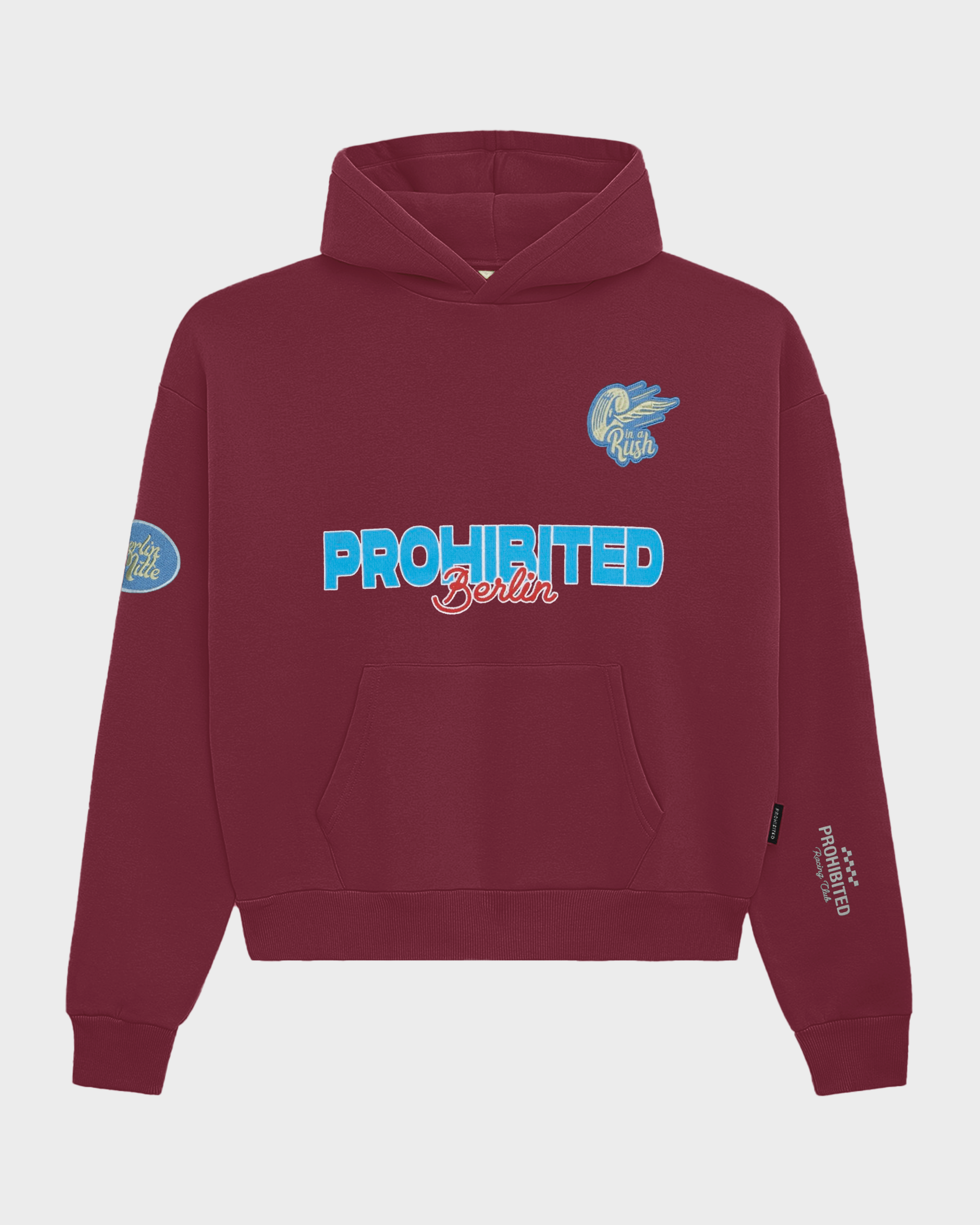 Race Patch Hoodie Red (Stone Washed)