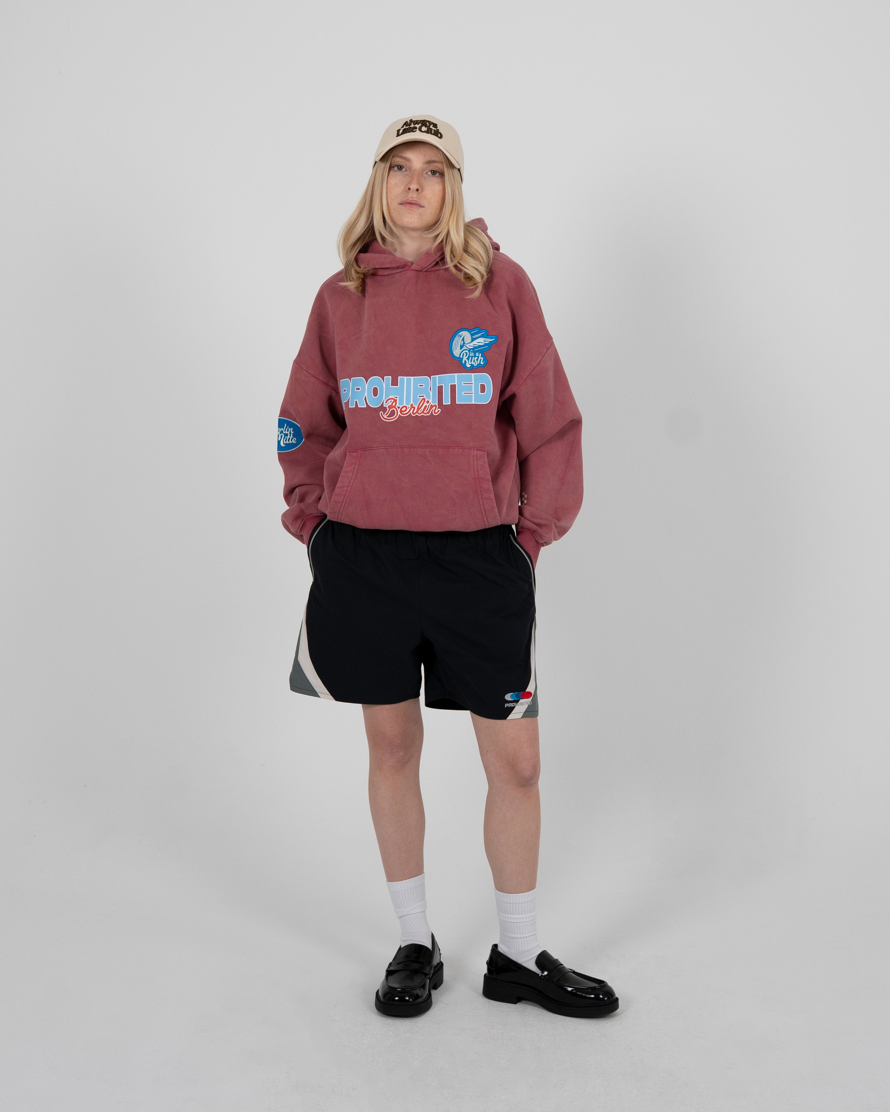 Race Patch Hoodie Red (Stone Washed)