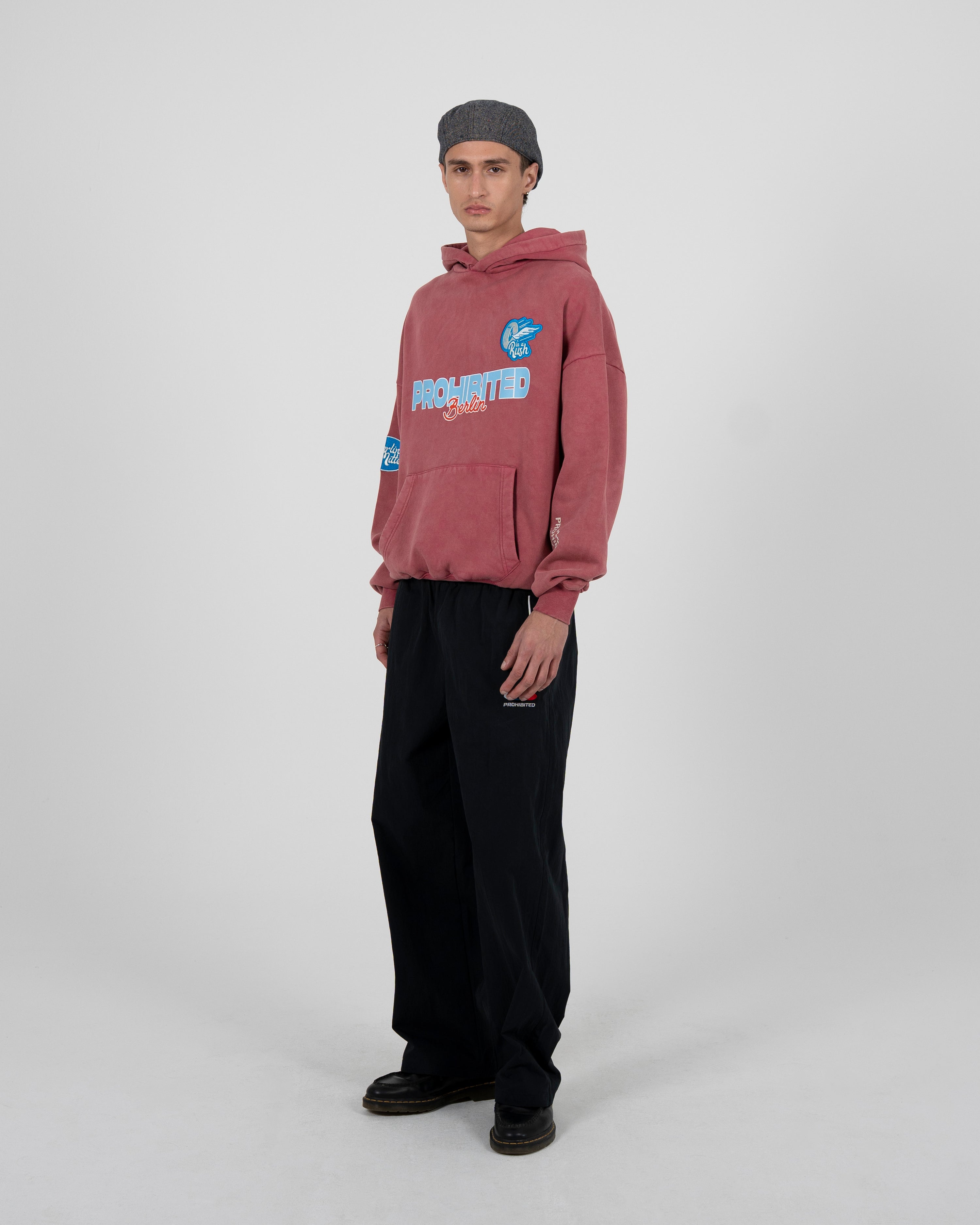 Race Patch Hoodie Red (Stone Washed)