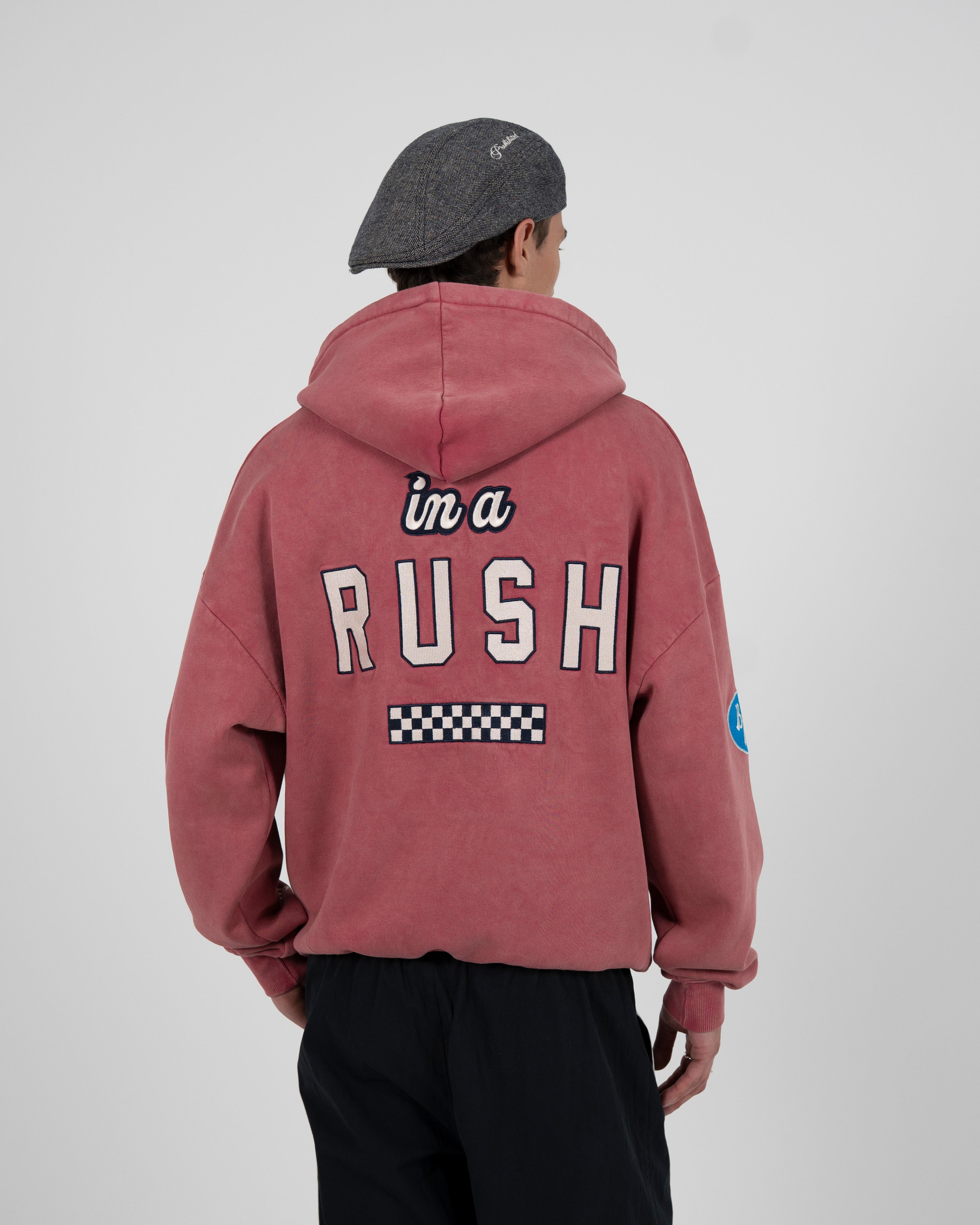 Race Patch Hoodie Red (Stone Washed)